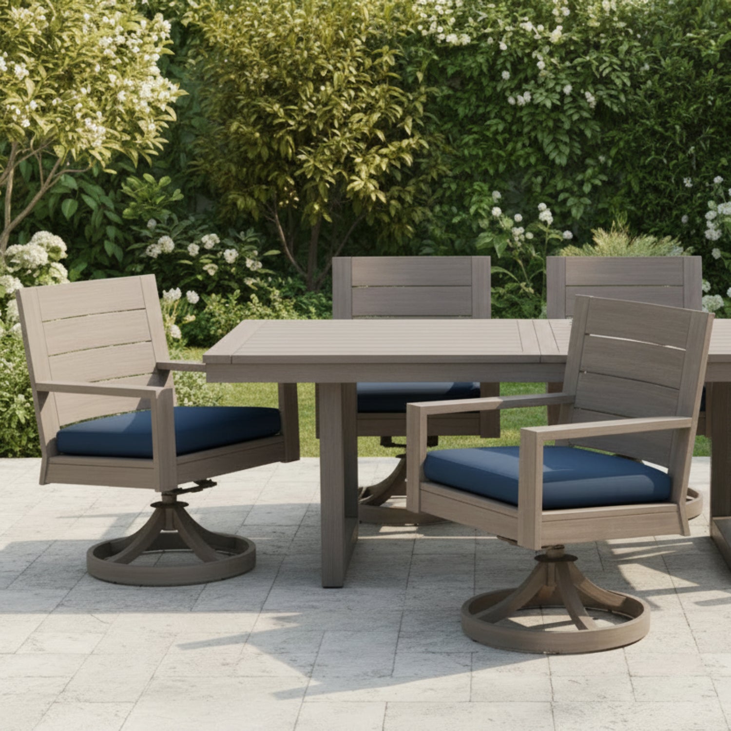 Sunset West Laguna Spectrum Indigo Outdoor Swivel Dining Chair Set of 2