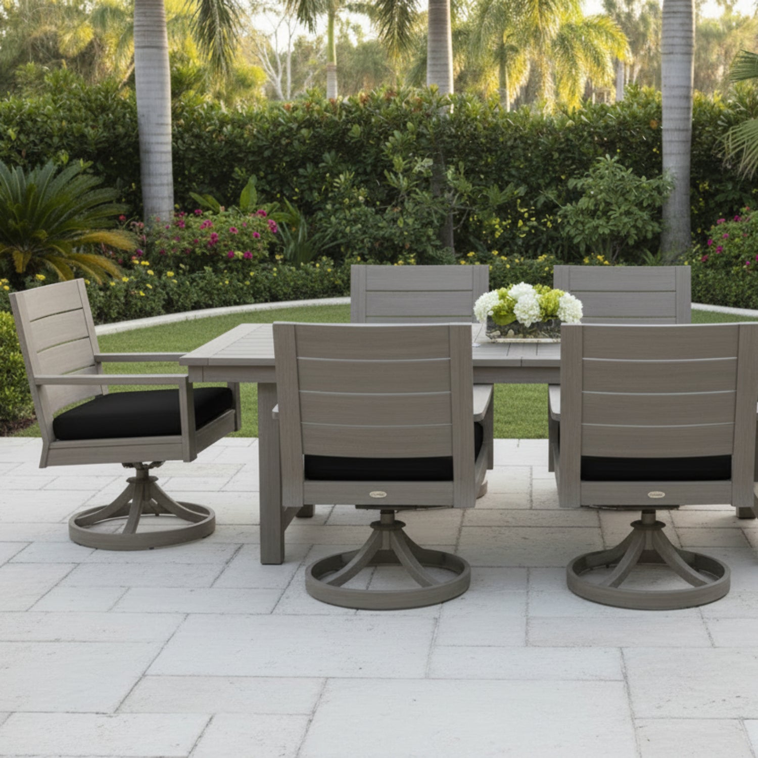 Sunset West Laguna Spectrum Carbon Outdoor Swivel Dining Chair Set of 2