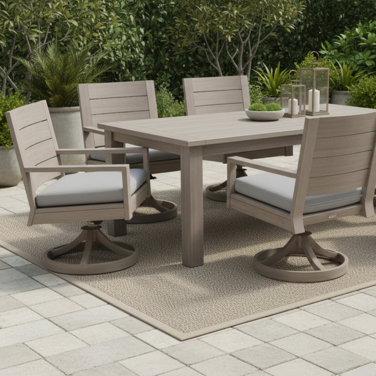 Sunset West Laguna Canvas Granite Outdoor Swivel Dining Chair Set of 2