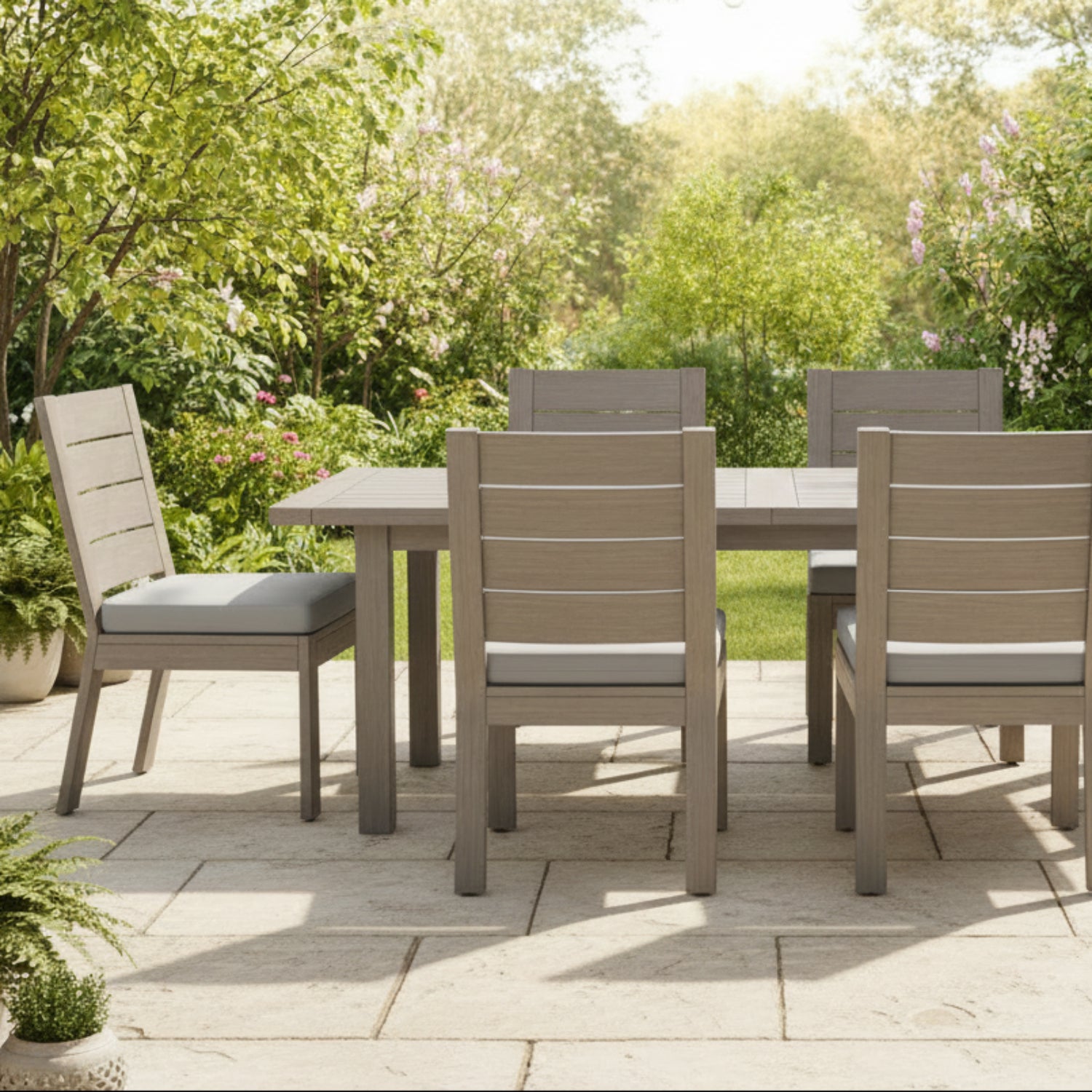 Sunset West Laguna Canvas Granite Outdoor Armless Dining Chair Set of 2
