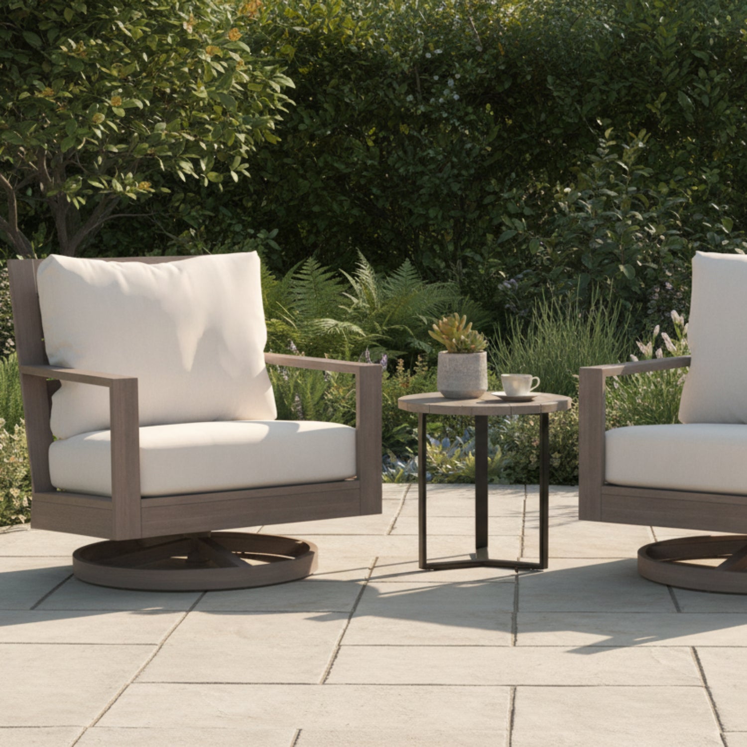 Sunset West Laguna Canvas Natural Outdoor Swivel Club Rocker