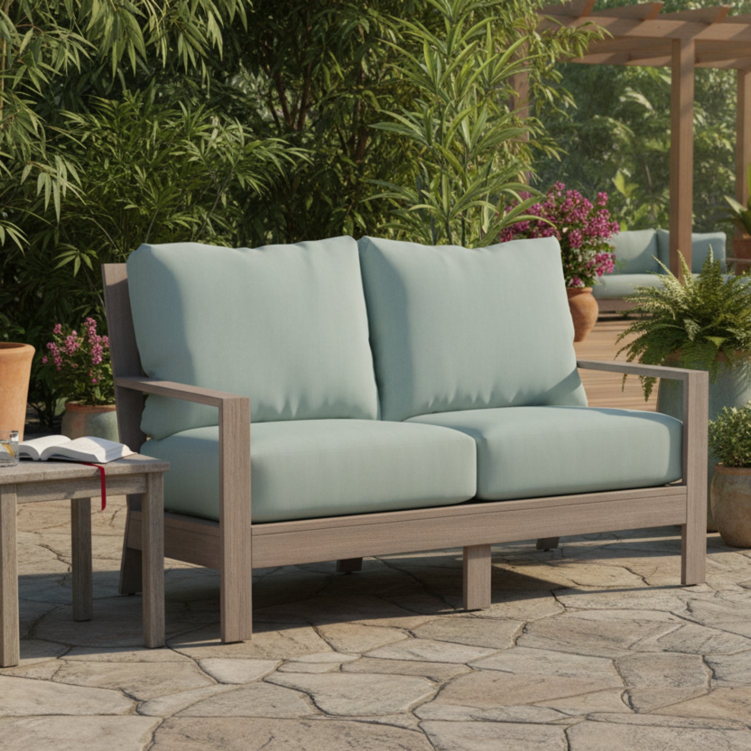 Sunset West Laguna Cast Mist Outdoor Loveseat