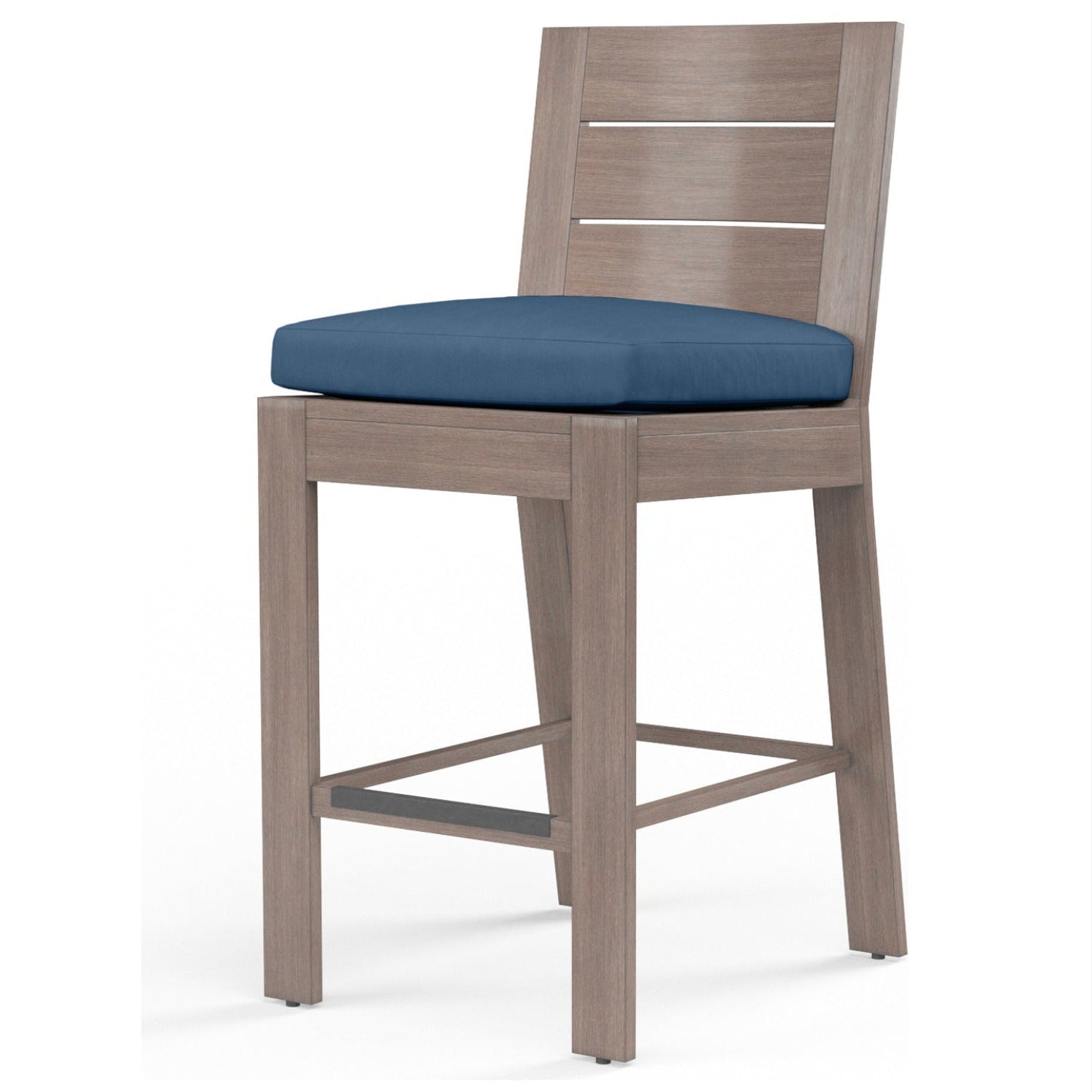 Sunset West Laguna Spectrum Indigo Outdoor Barstool Set of 2, Fully welded, scratch-resistant powder-coated, front view