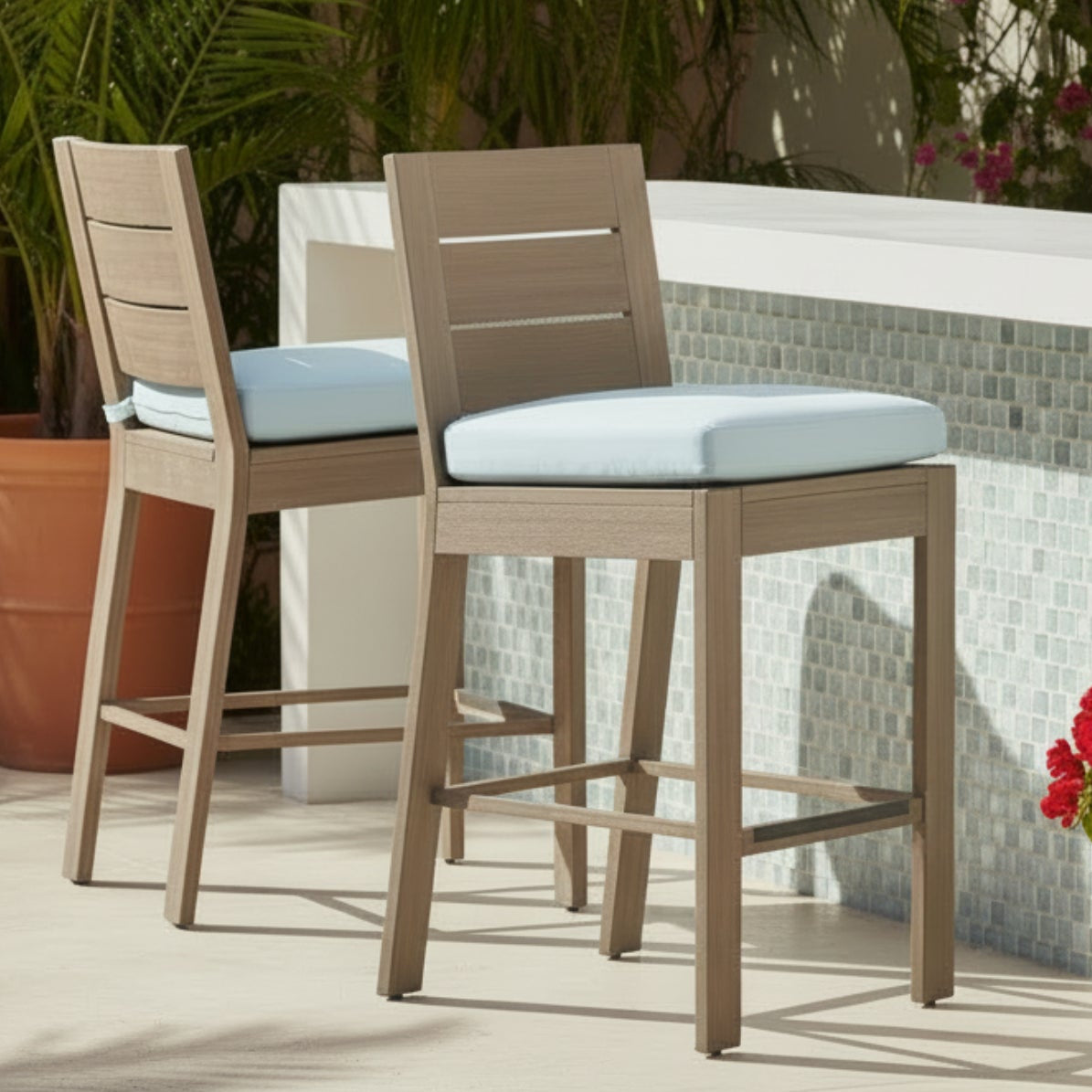 Sunset West Laguna Canvas Skyline Outdoor Counter Stool Set of 2