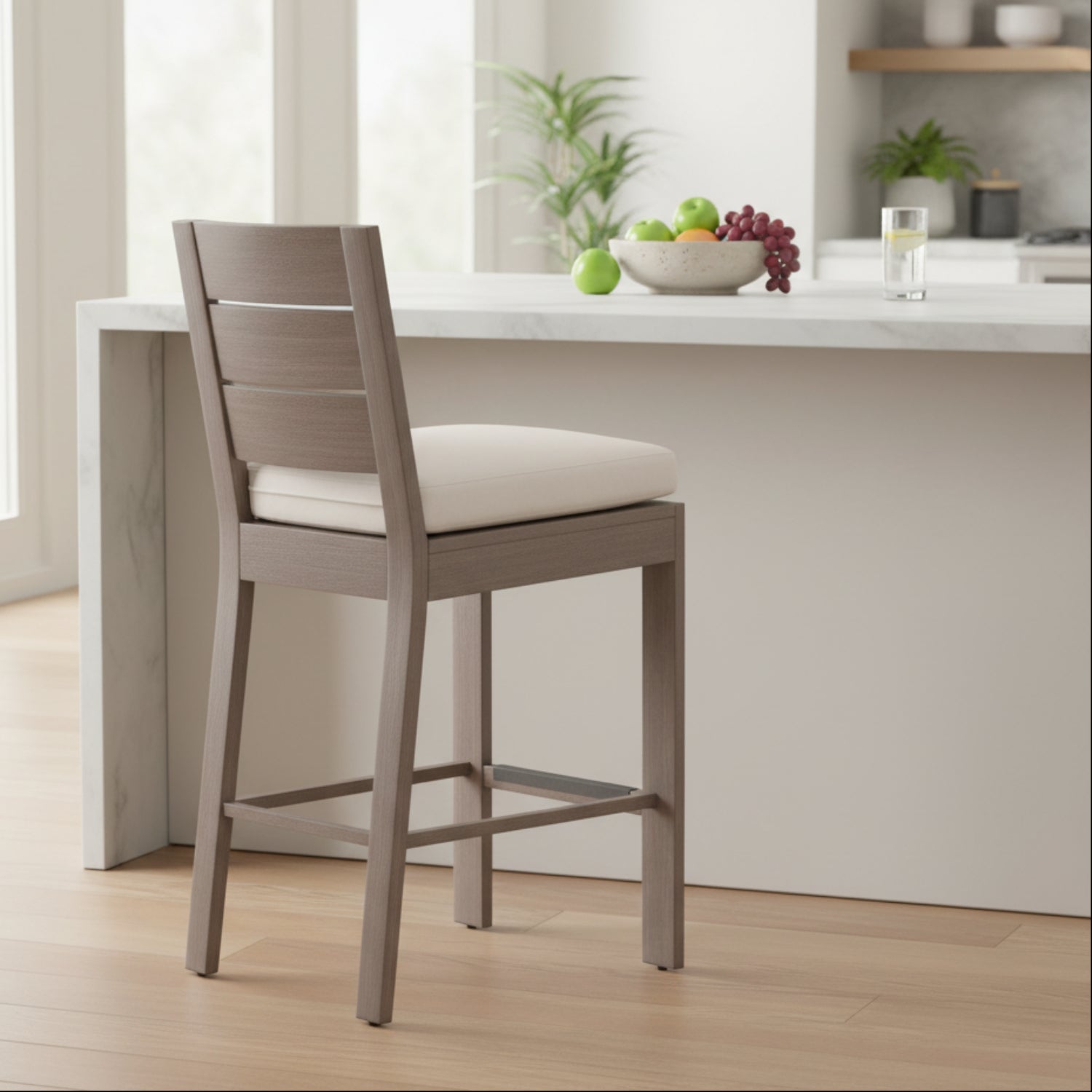 Sunset West Laguna Canvas Natural Outdoor Counter Stool Set of 2