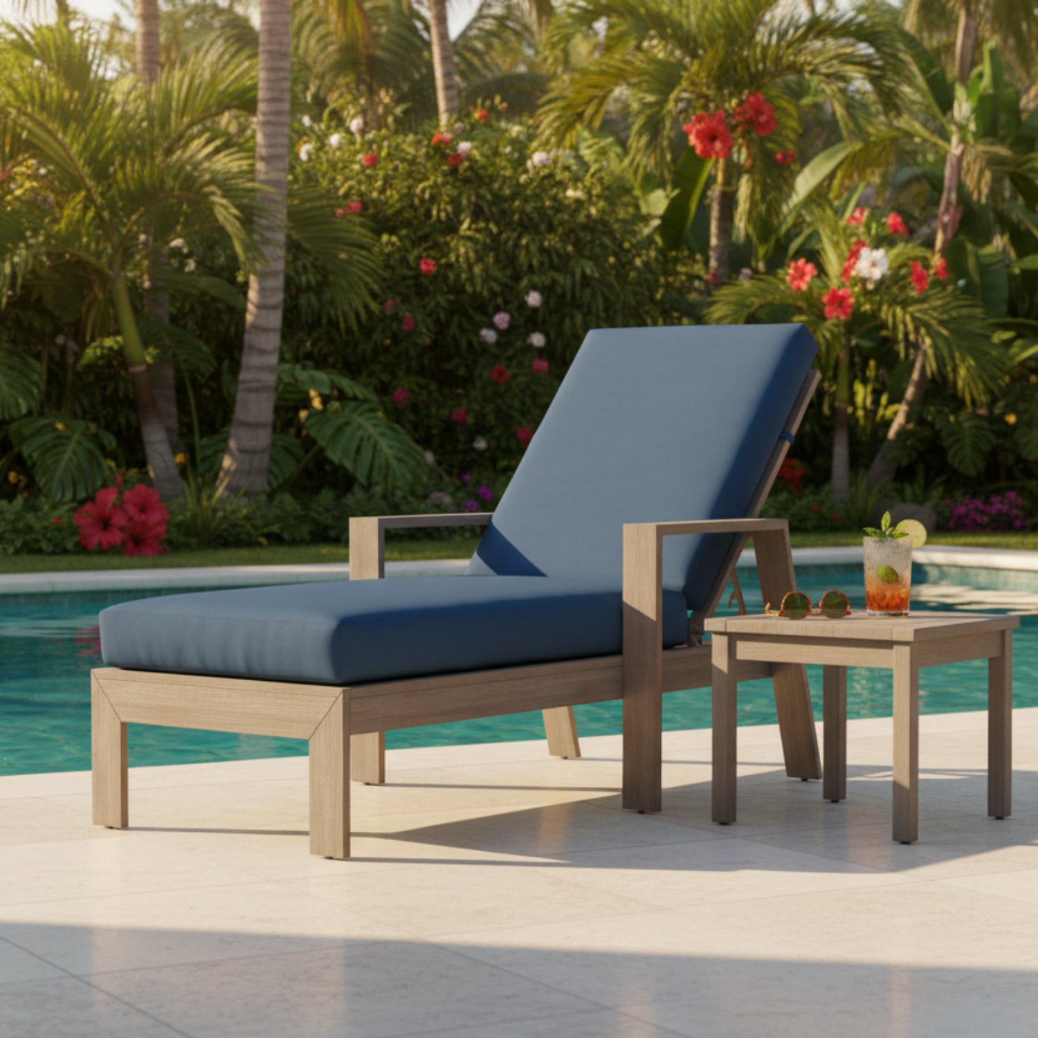 Sunset West Laguna Spectrum Indigo Outdoor Chaise Lounge