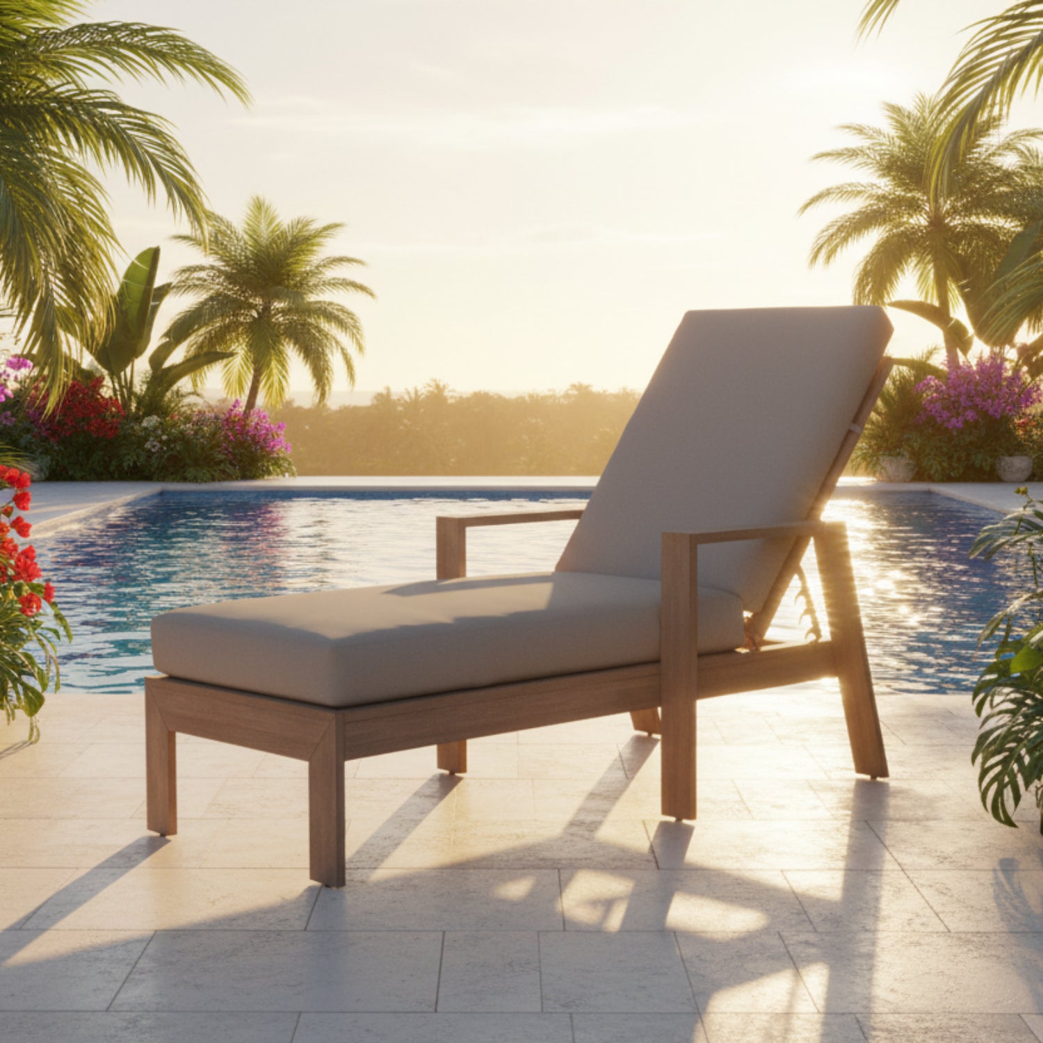 Sunset West Laguna Canvas Granite Outdoor Chaise Lounge
