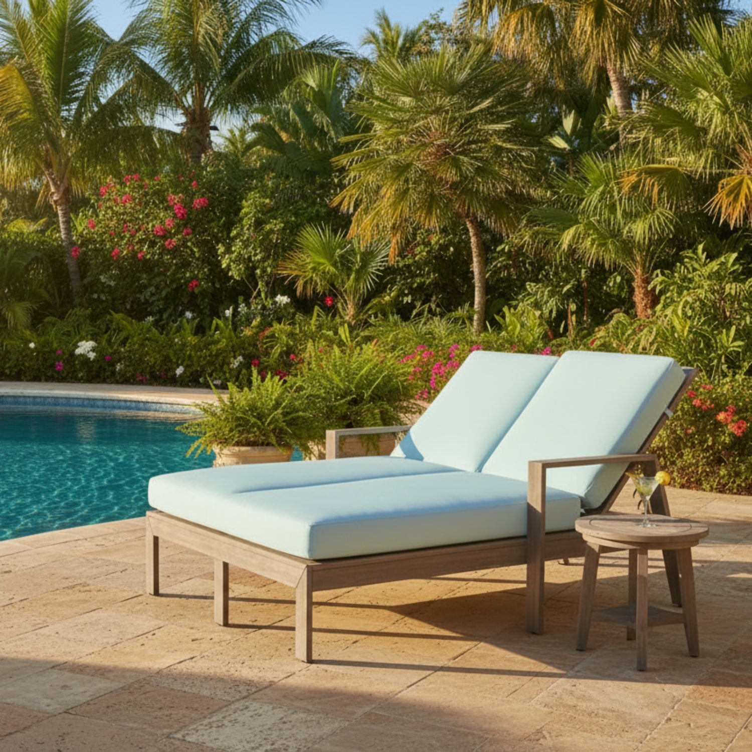 Sunset West Laguna Canvas Skyline Double Outdoor Chaise Lounge