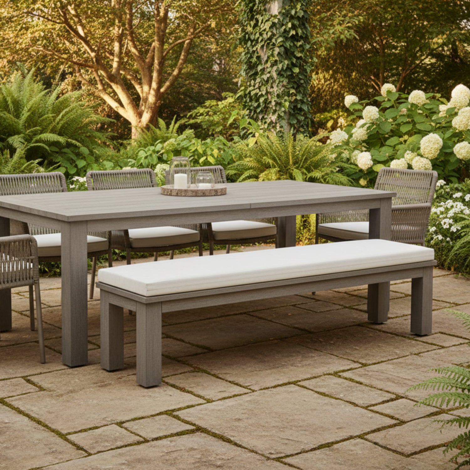 Sunset West Laguna Canvas Flax Outdoor Dining Bench