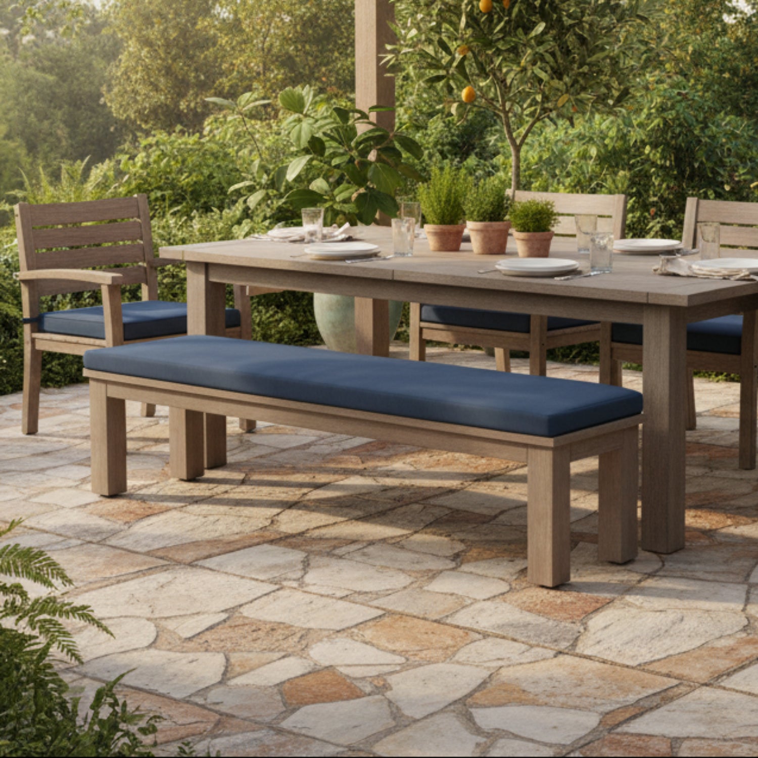 Sunset West Laguna Spectrum Indigo Outdoor Dining Bench