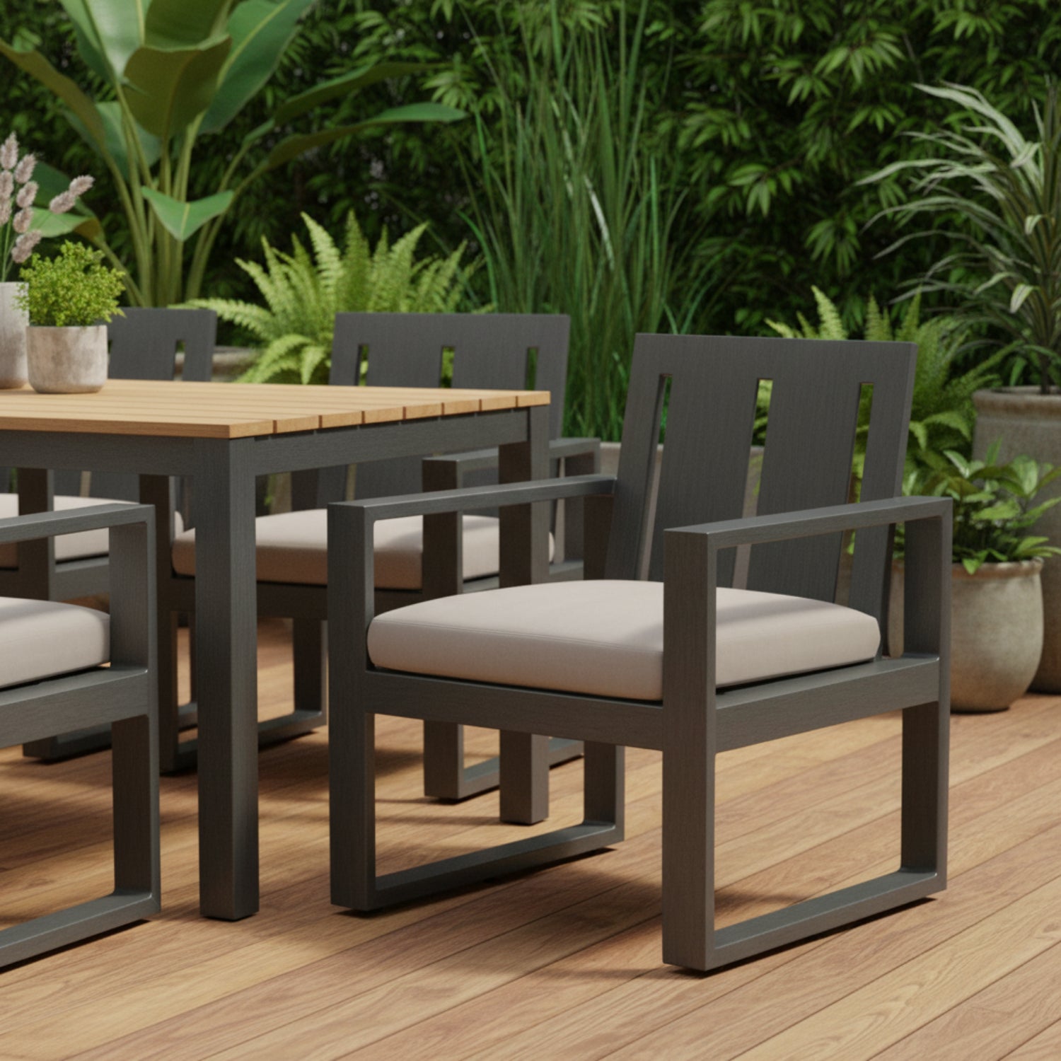 Sunset West Redondo Canvas Natural Outdoor Dining Chair Set of 2