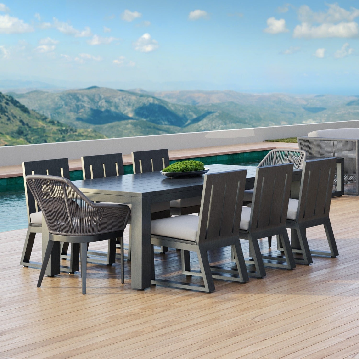 Sunset West Redondo Cast Silver Outdoor Armless Dining Chair Set of 2