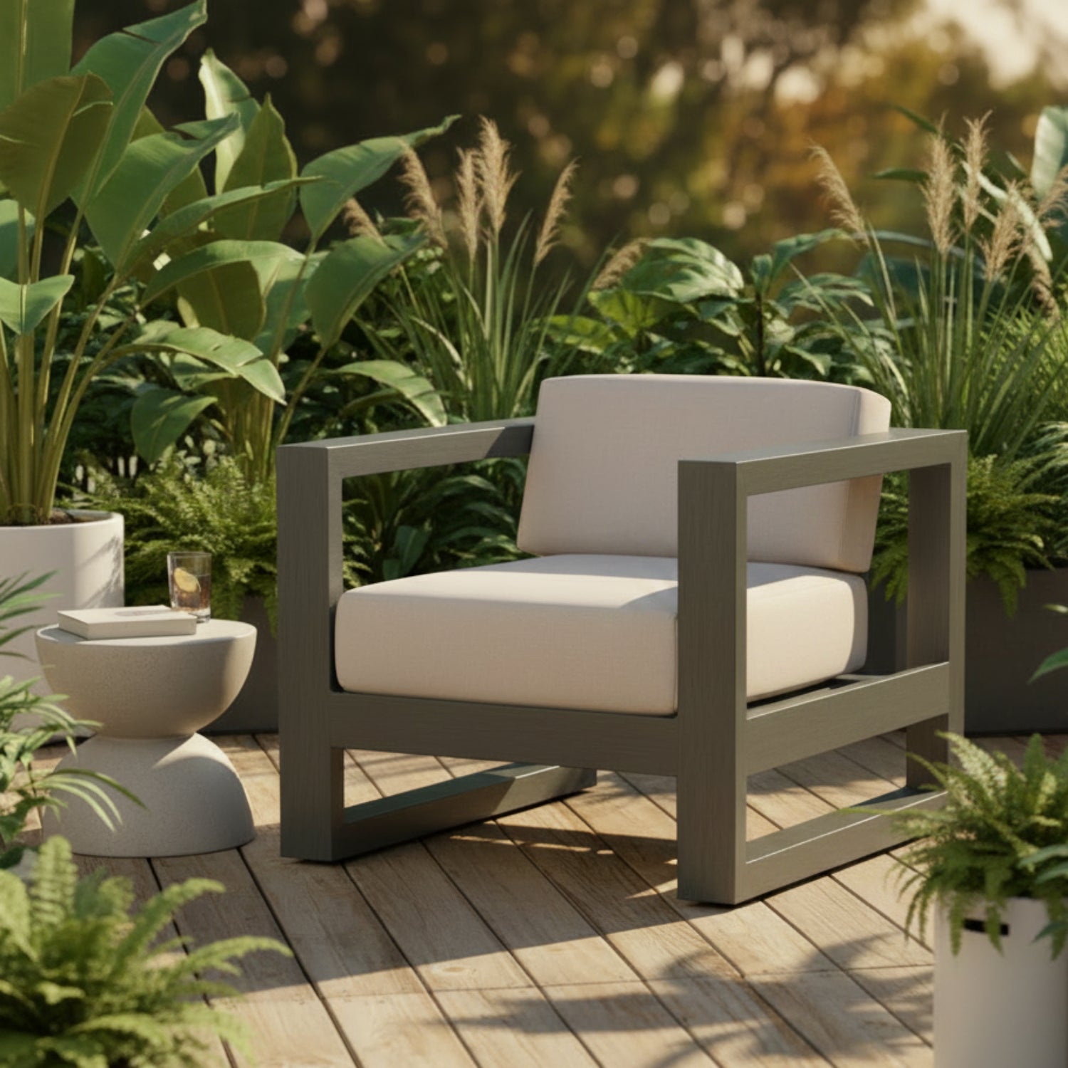 Sunset West Redondo Canvas Natural Outdoor Club Chair
