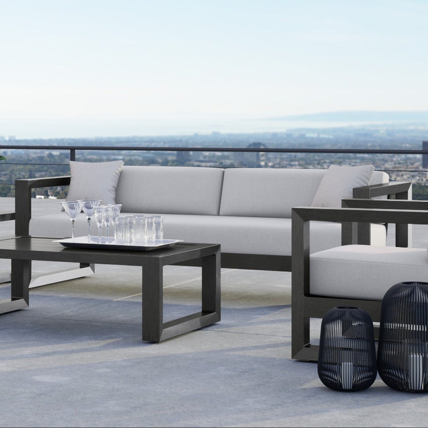 Sunset West Redondo Cast Silver Outdoor Sofa
