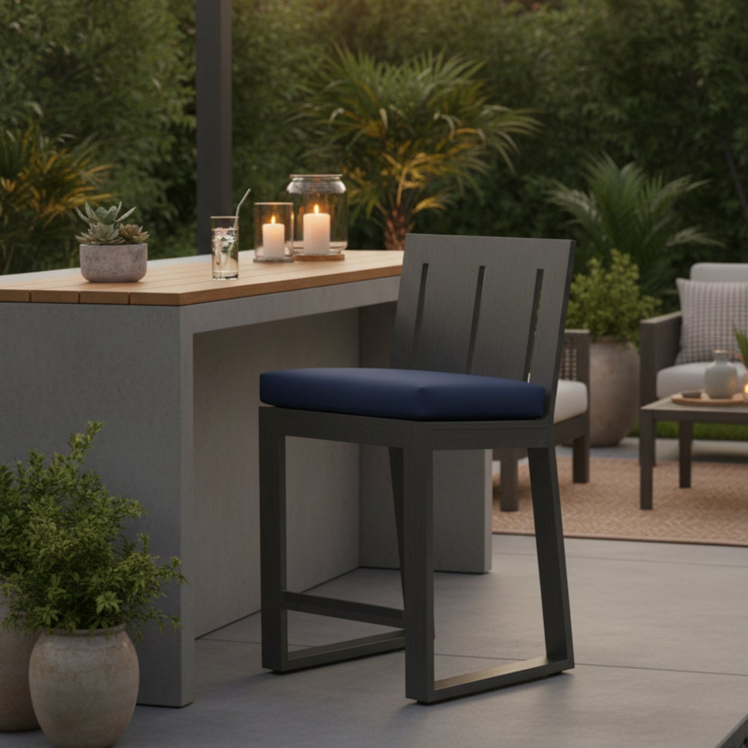 Sunset West Redondo Spectrum Indigo Outdoor Barstool Set of 2