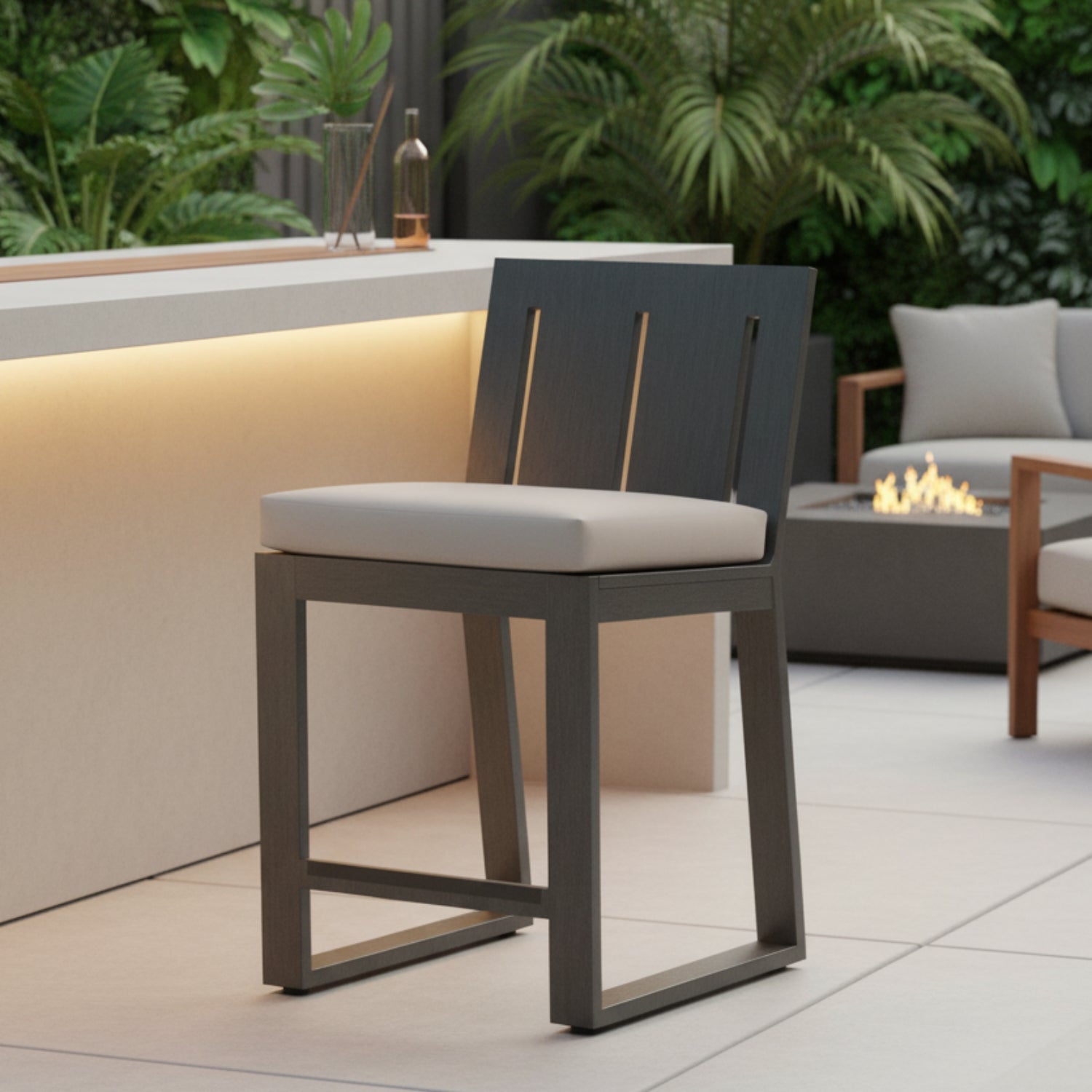Sunset West Redondo Canvas Natural Outdoor Barstool Set of 2