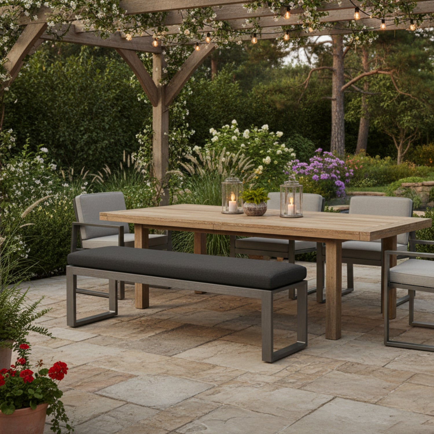 Sunset West Redondo Spectrum Carbon Outdoor Dining Bench
