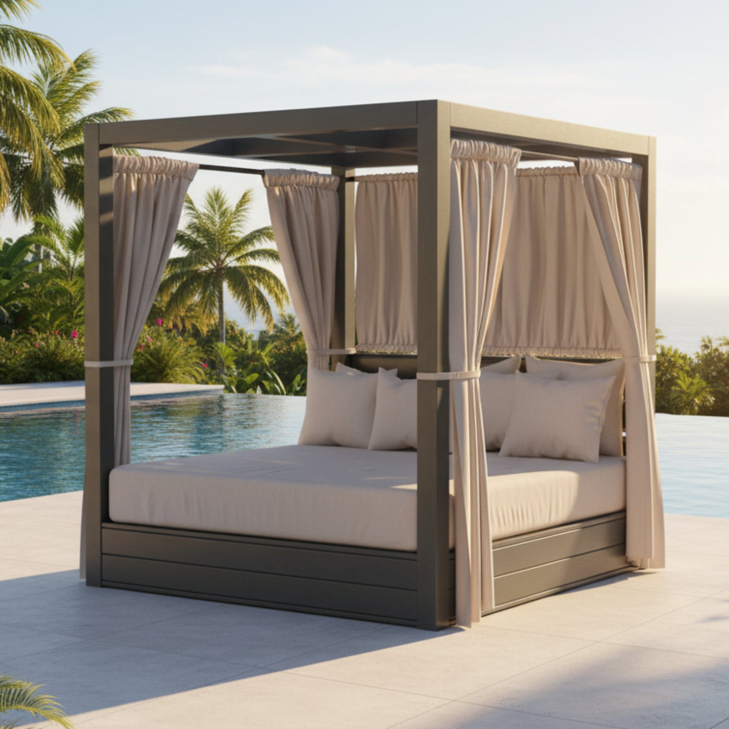 Sunset West Redondo Canvas Natural Outdoor Resort King Day Bed