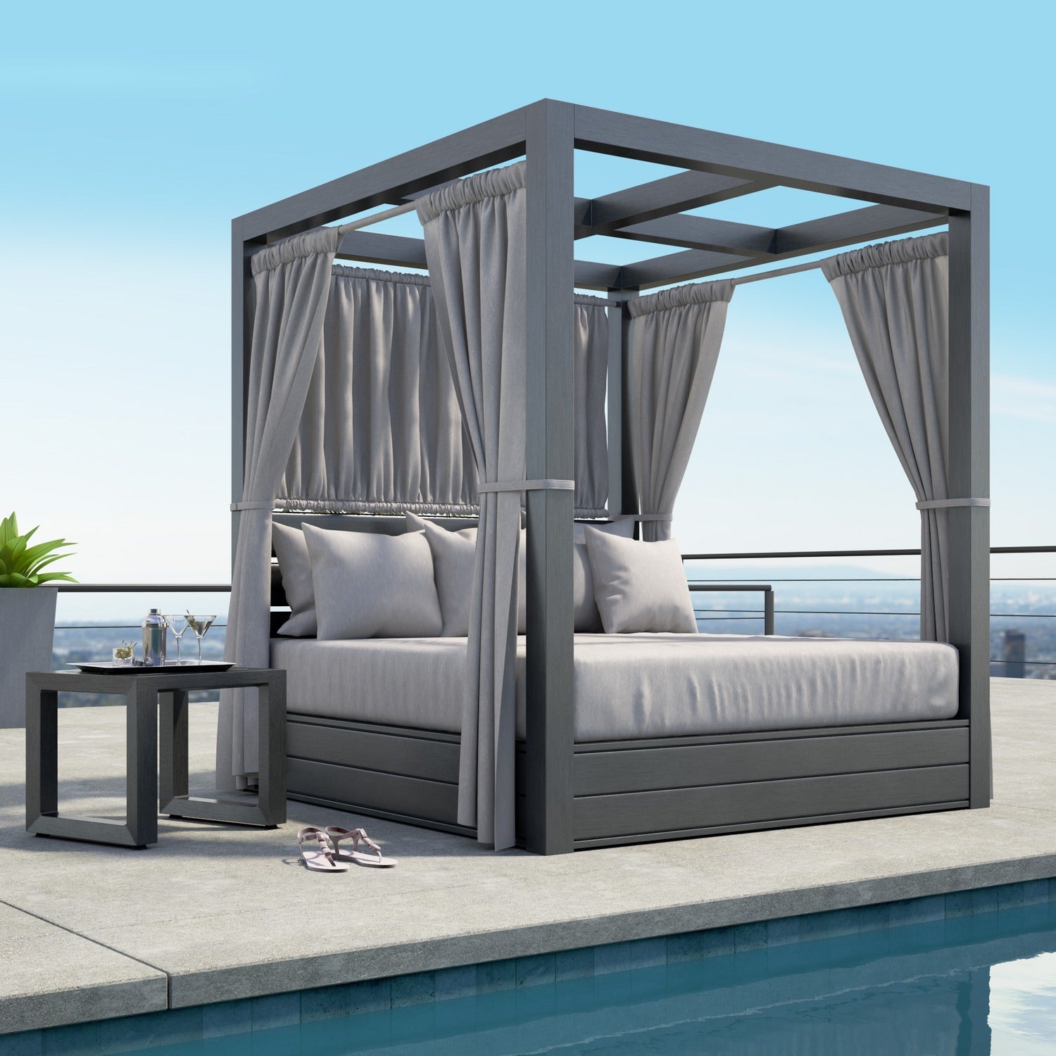 Sunset West Redondo Cast Silver Outdoor Resort King Day Bed