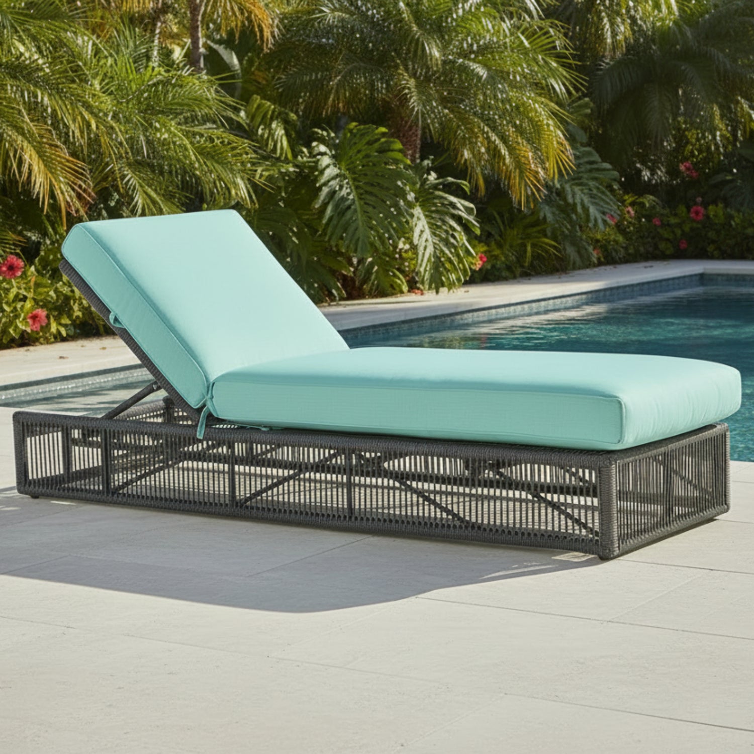 Sunset West Milano Dupione Celeste w/Self Welt Outdoor Adjustable Chaise
