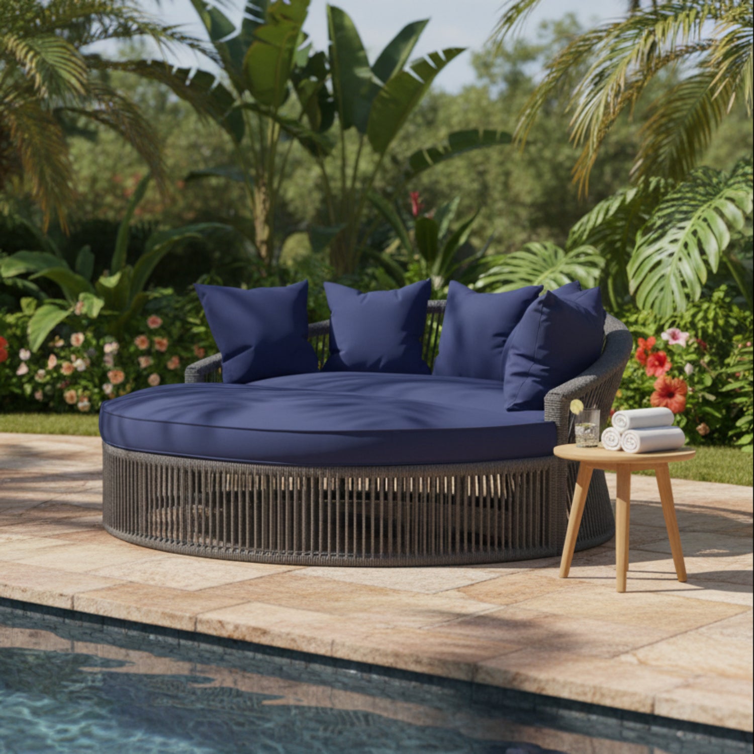 Sunset West Milano Echo Midnight w/Self Welt Outdoor Daybed