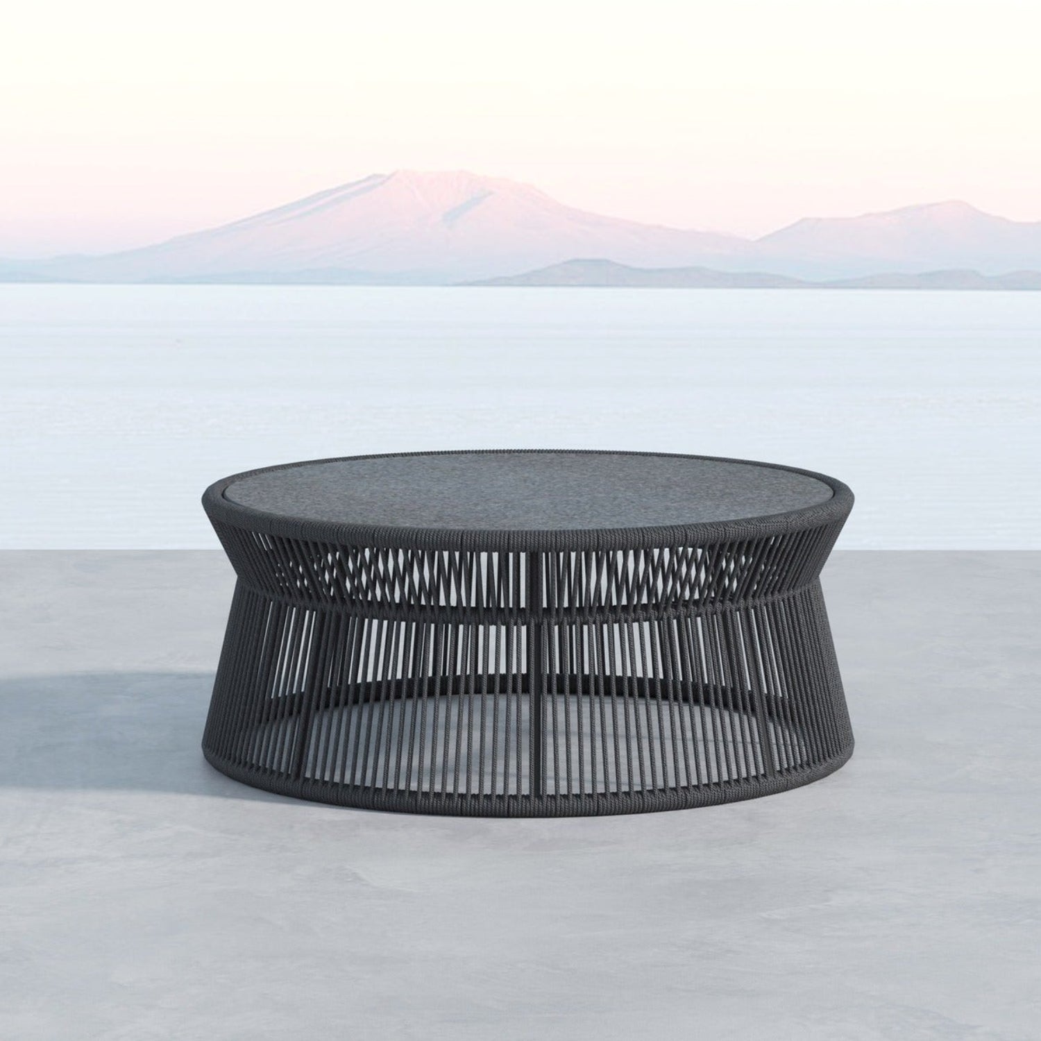 Sunset West Milano 40in Round Honed Absolute Granite Insert Top Outdoor Coffee Table