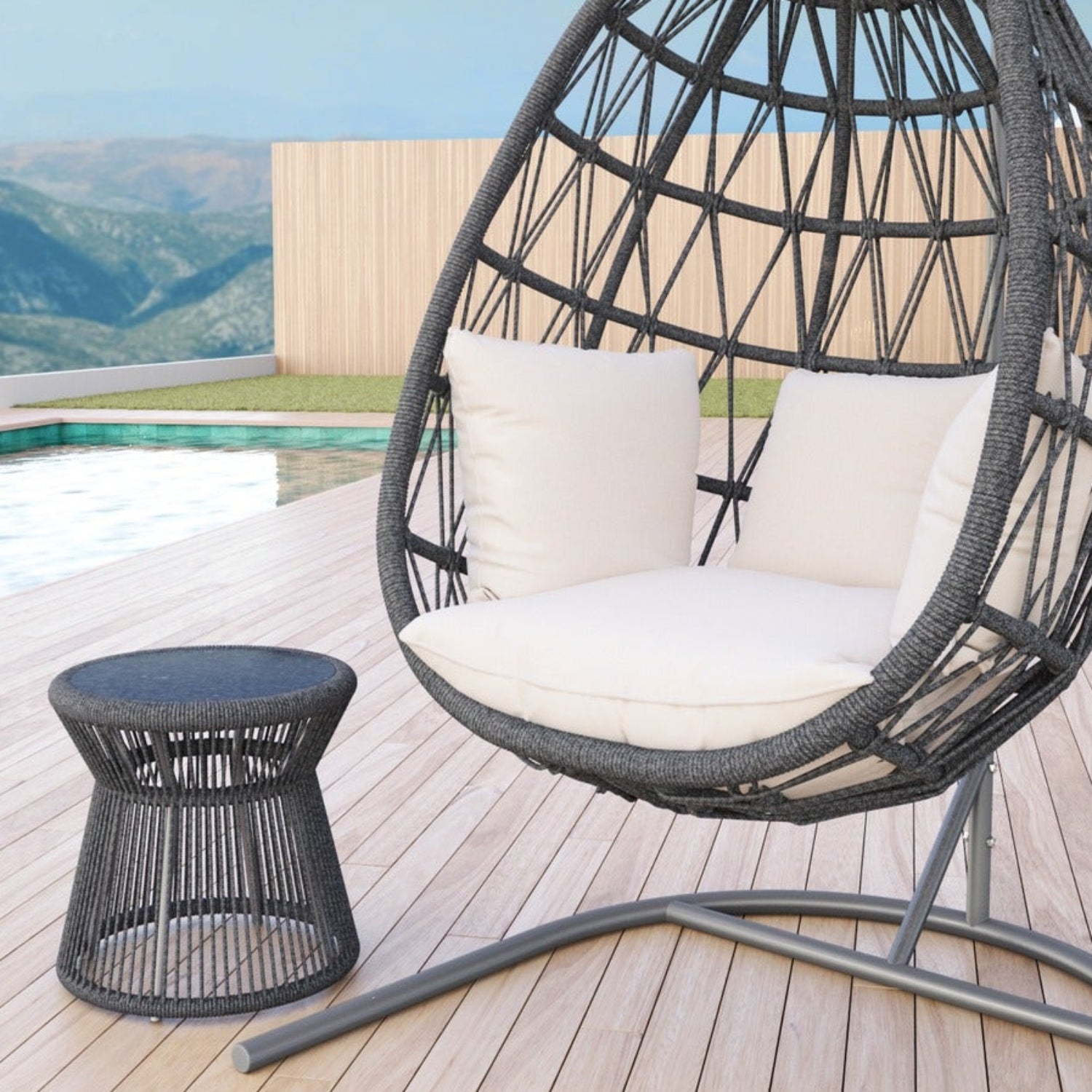 Sunset West Milano 20in Honed Granite Top Outdoor End Table Set of 2
