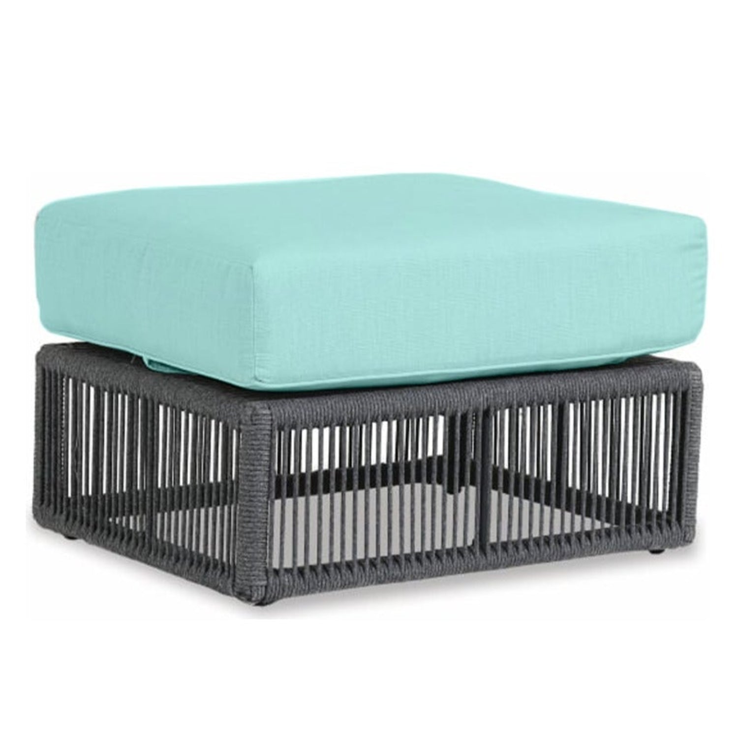 Sunset West Milano Dupione Celeste w/Self Welt Outdoor Ottoman
