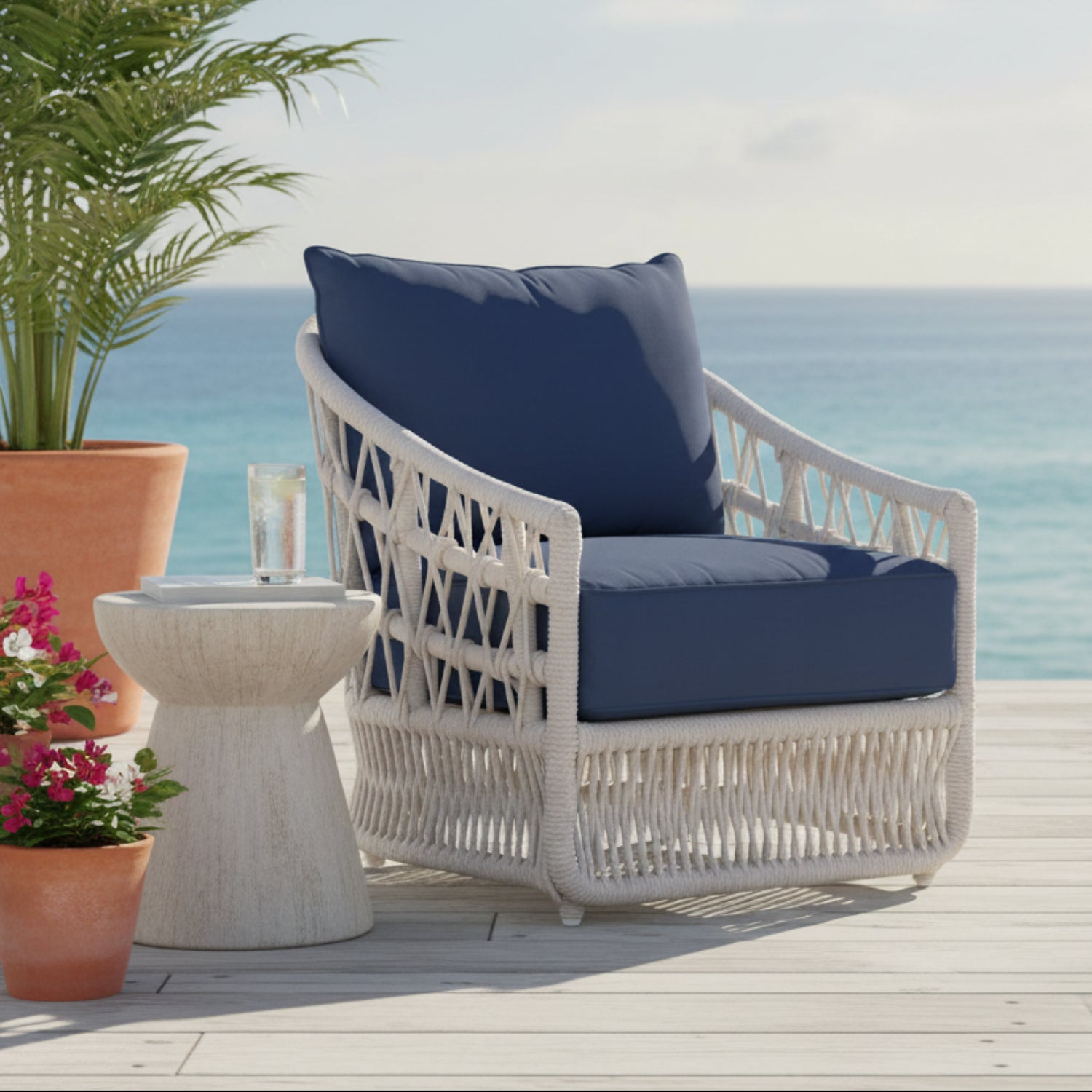 Sunset West Dana Rope Spectrum Indigo w/Self Welt Outdoor Club Chair