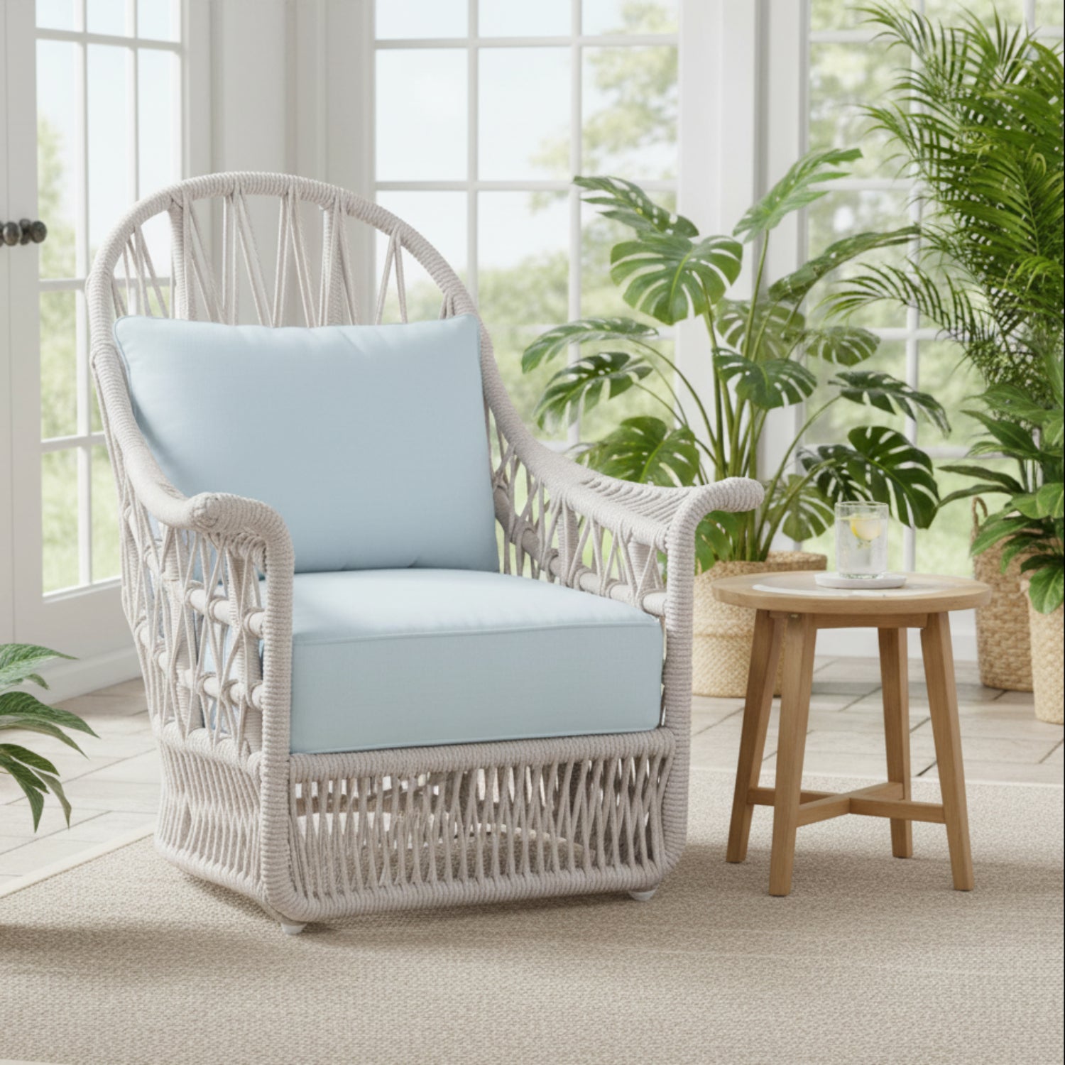 Sunset West Dana Rope Canvas Skyline w/Self Welt Wing Outdoor Chair