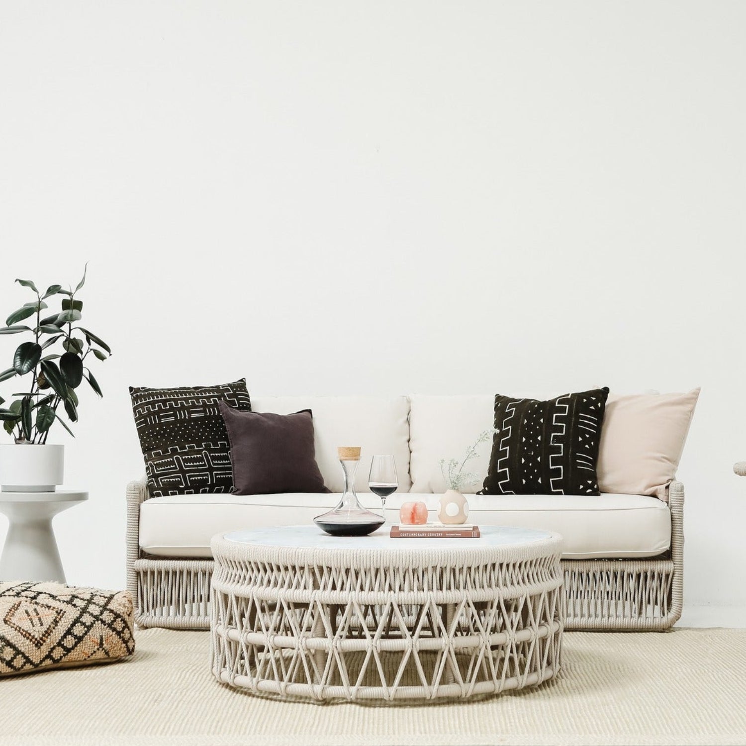 Sunset West Dana Honed Carrara Marble Top Outdoor Coffee Table