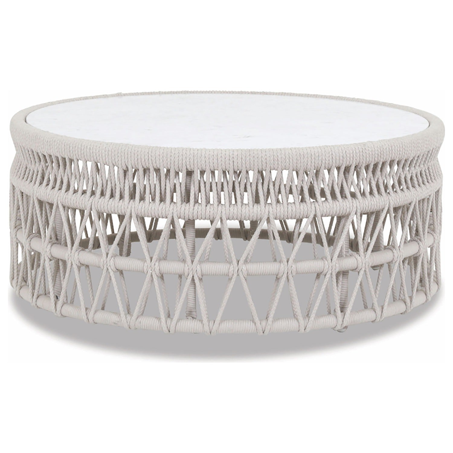 Sunset West Dana Honed Carrara Marble Top Outdoor Coffee Table