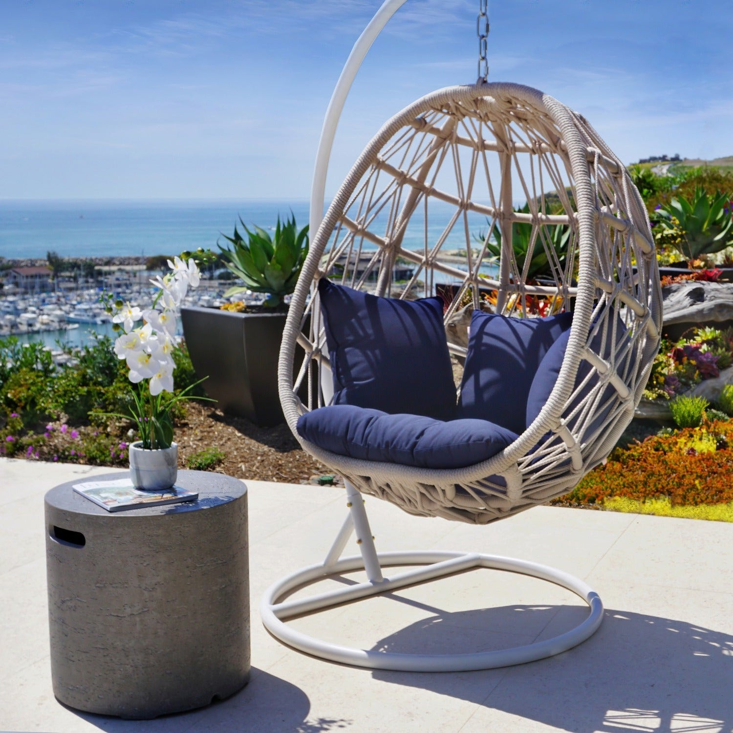 Sunset West Dana Rope Spectrum Indigo w/Self Welt Outdoor Club Chair