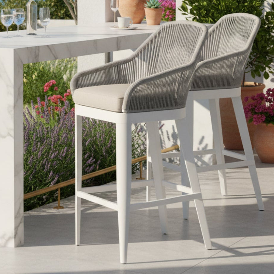 Sunset West Miami Echo Ash w/Self Welt Outdoor Barstool Set of 2