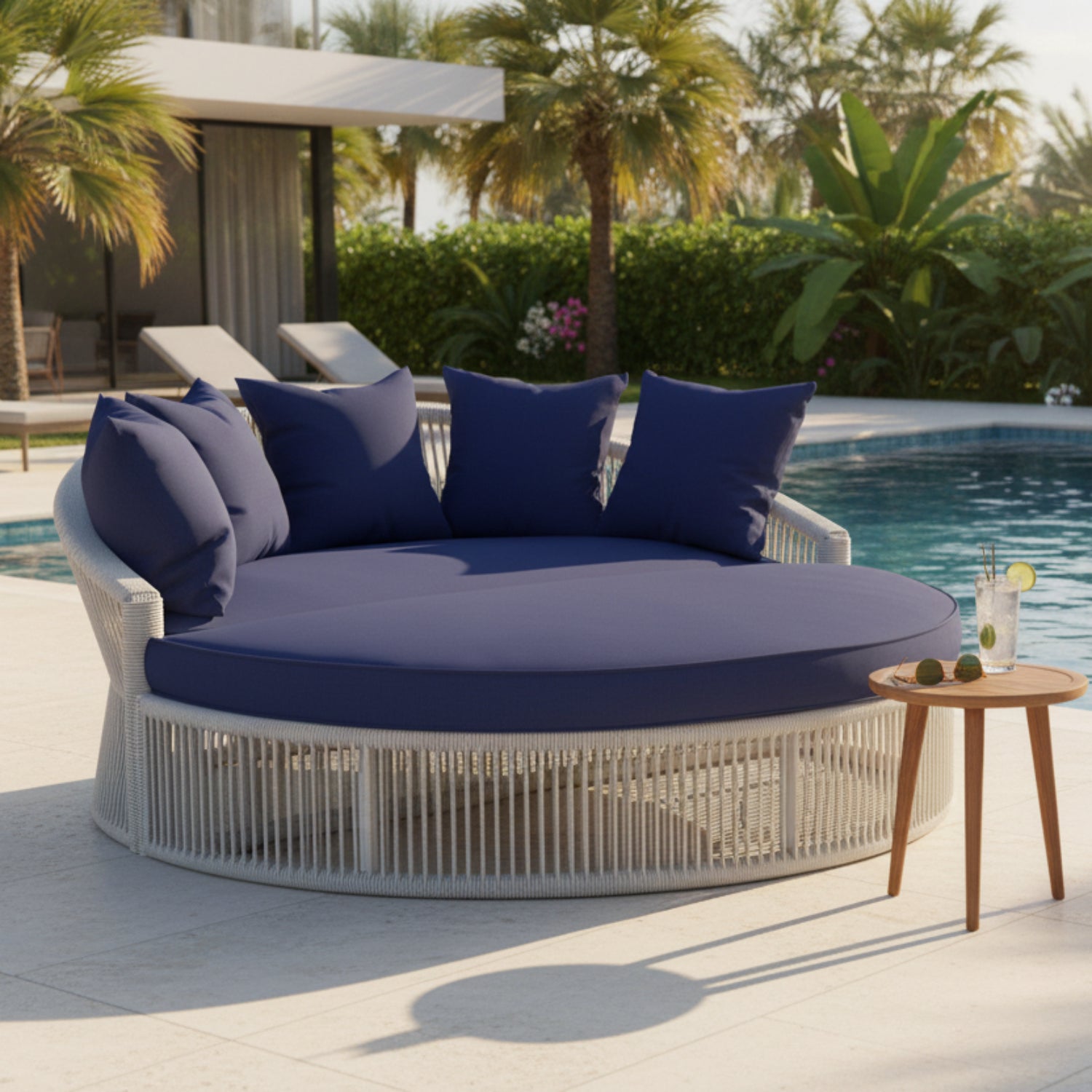 Sunset West Miami Echo Midnight w/Self Welt Outdoor Daybed