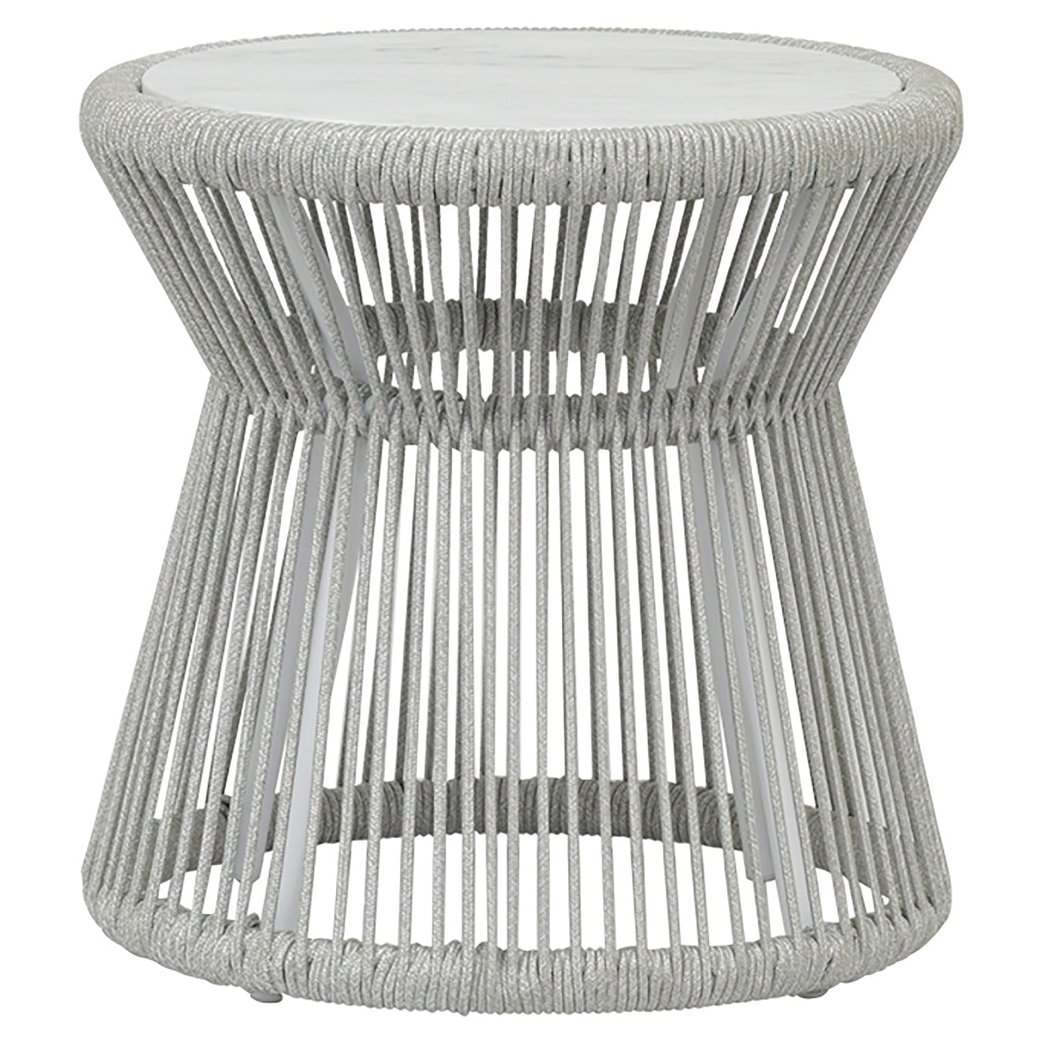Sunset West Miami Honed Carrara Marble Top Outdoor End Table Set of 2
