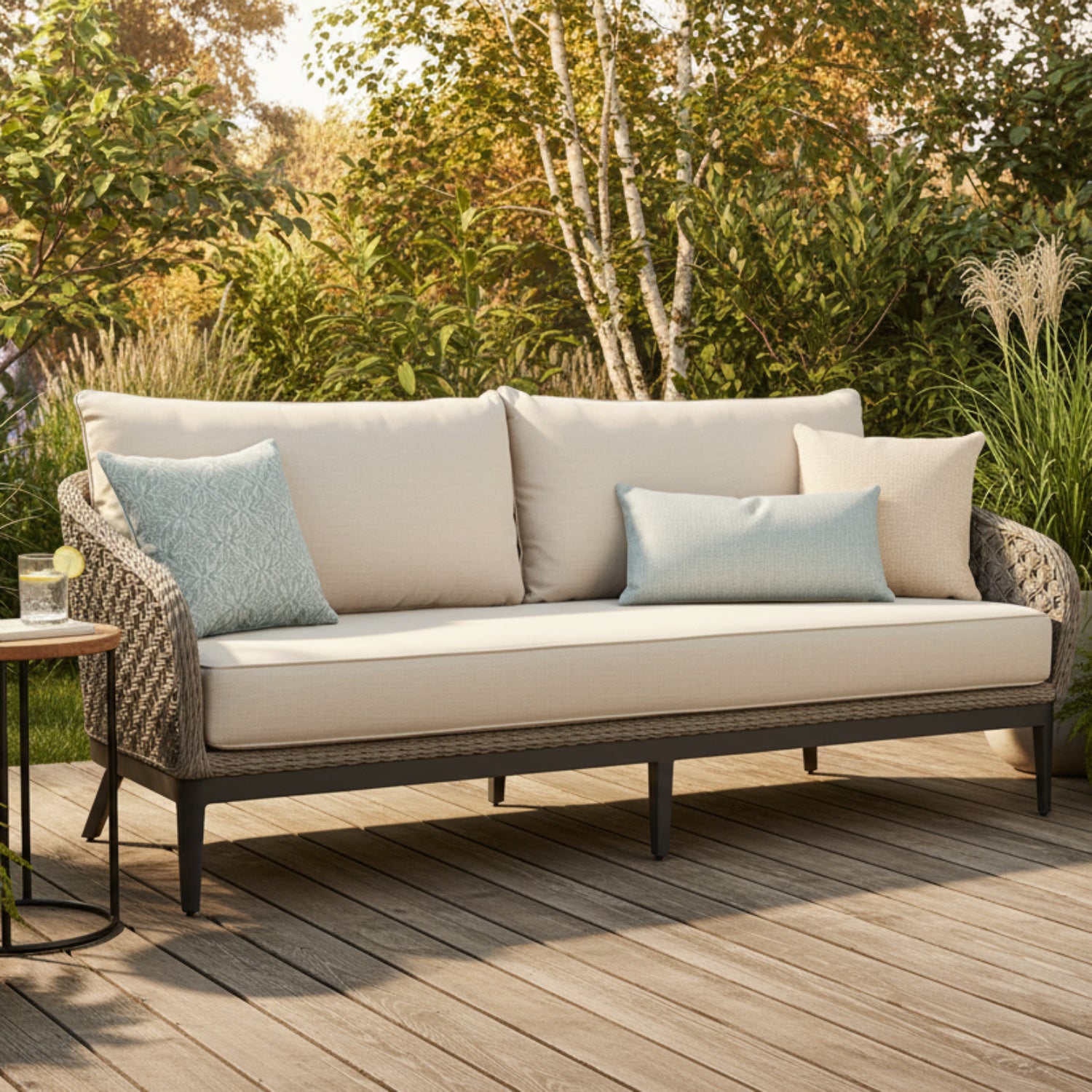 Sunset West Marbella Echo Ash w/Self Welt Outdoor Sofa