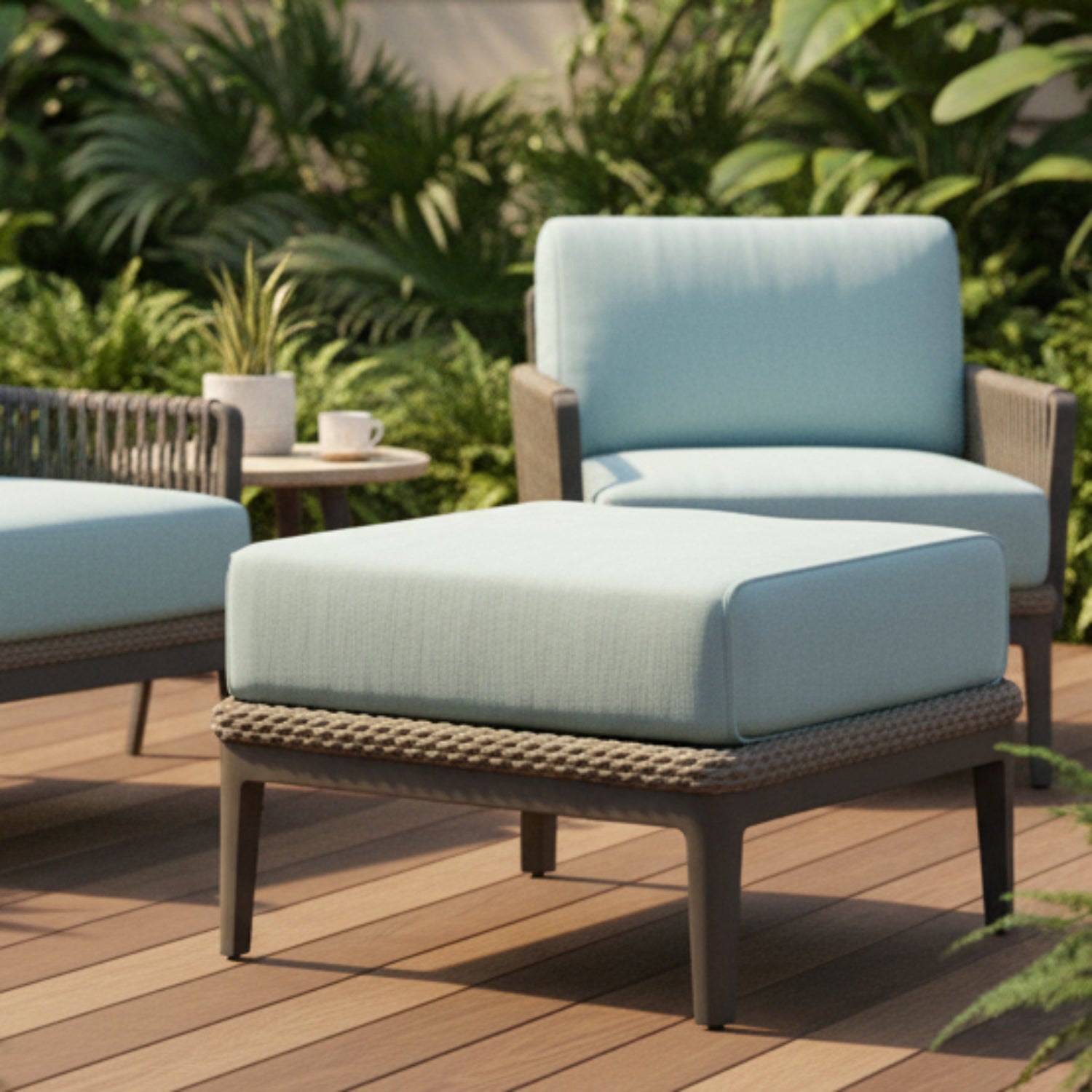 Sunset West Marbella Dupione Celeste Outdoor Ottoman
