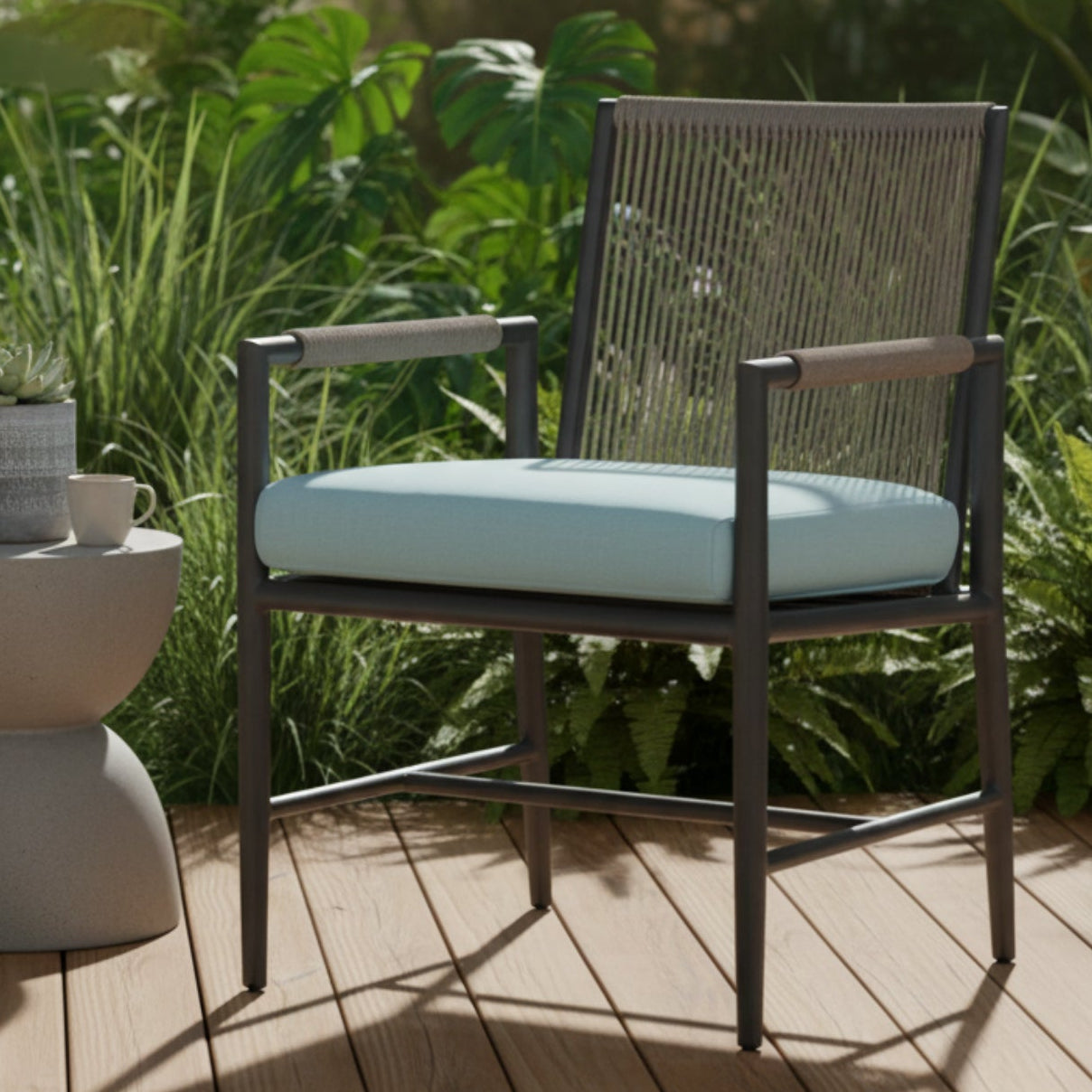 Sunset West Pietra Dupione Celeste Outdoor Dining Chair Set of 2