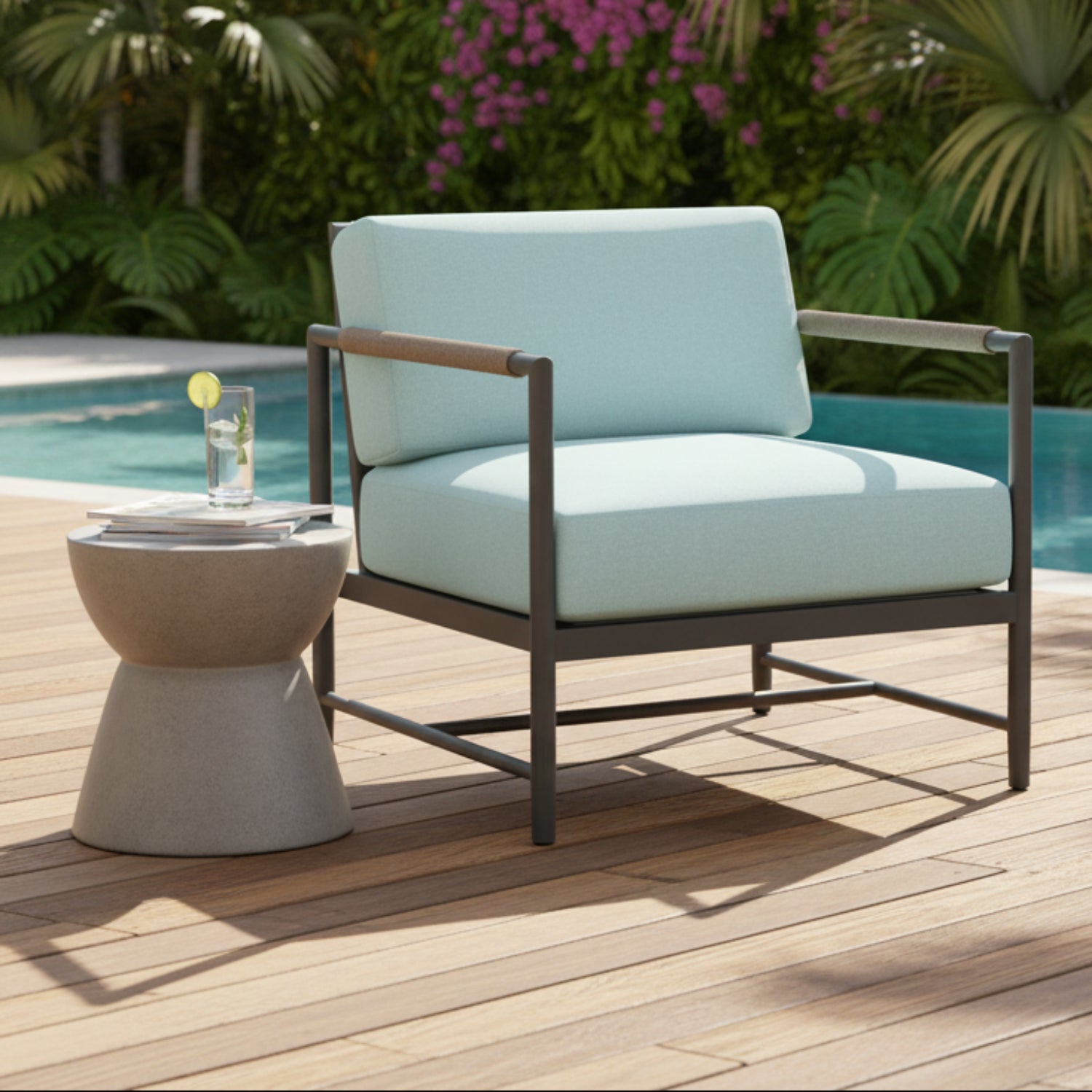 Sunset West Pietra Dupione Celeste Outdoor Club Chair