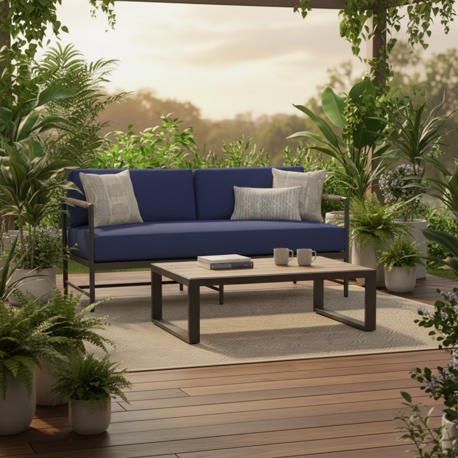 Sunset West Pietra Echo Midnight Outdoor Loveseat