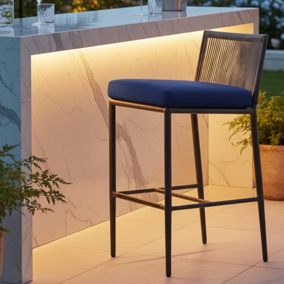 Sunset West Pietra Echo Midnight Outdoor Counter Stool Set of 2