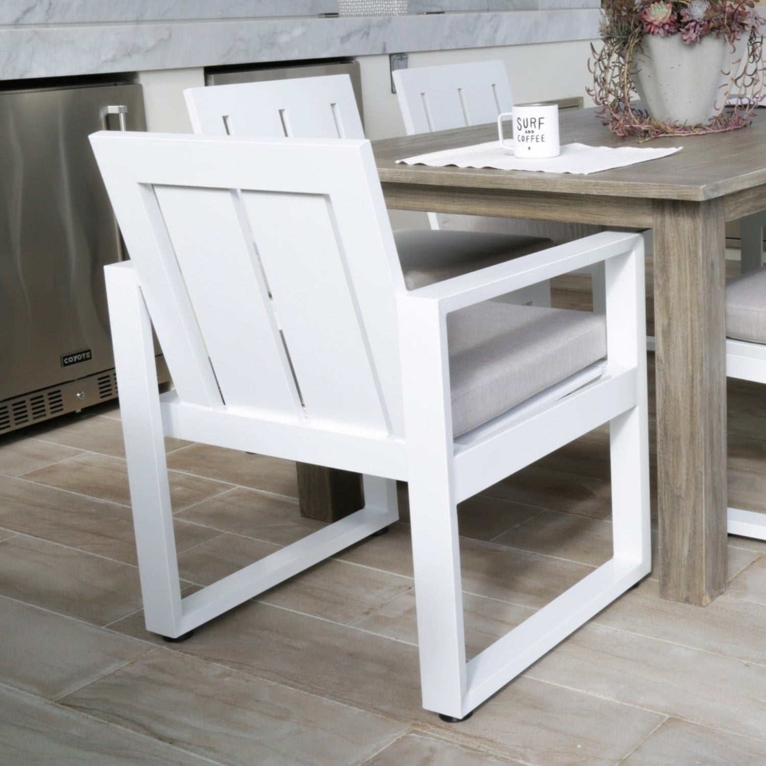 Sunset West Newport Cast Silver Outdoor Dining Chair Set of 2