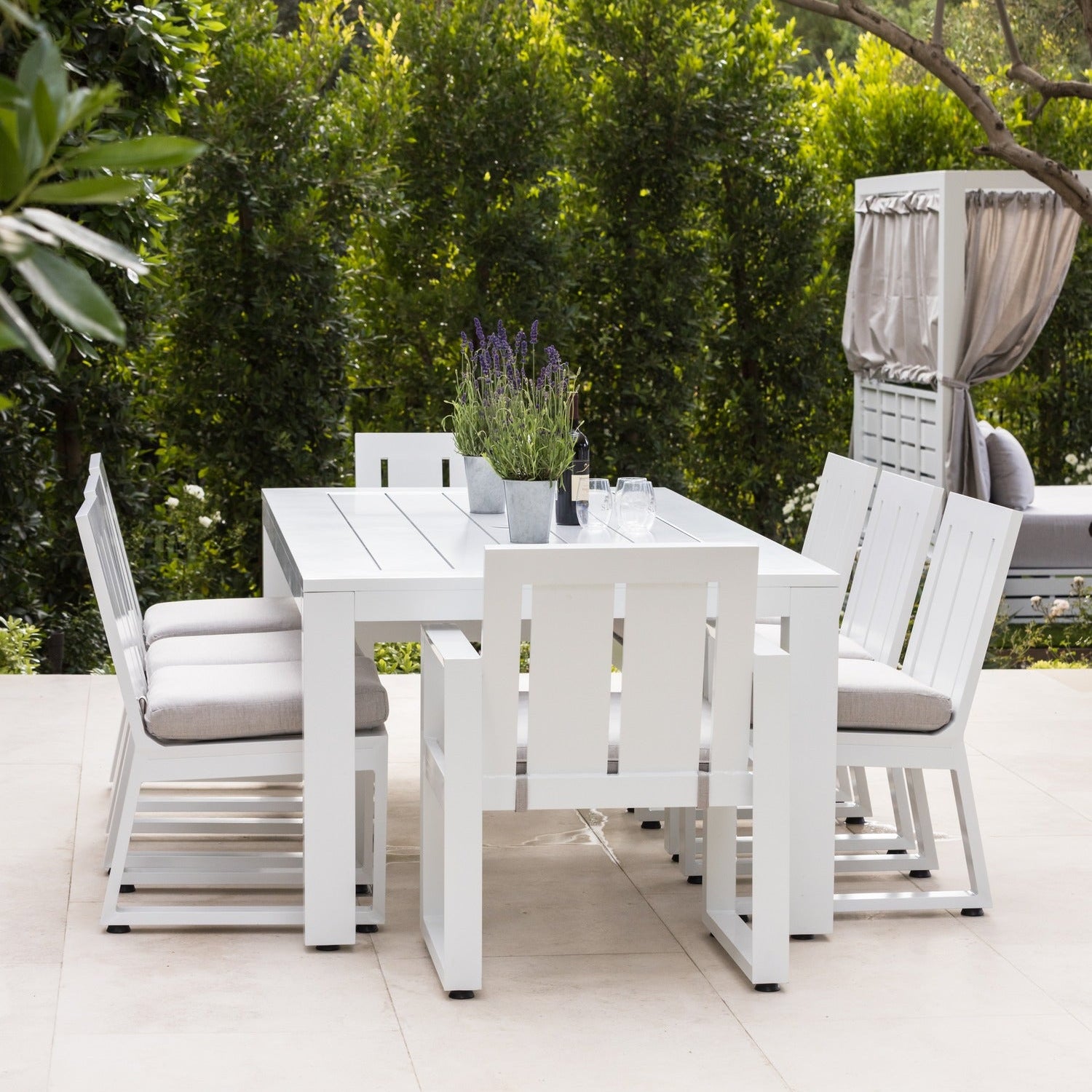 Sunset West Newport Cast Silver Outdoor Armless Dining Chair Set of 2