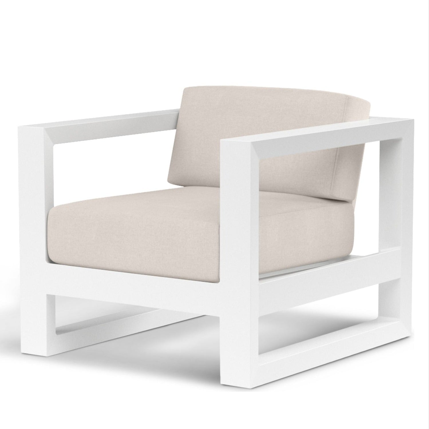 Sunset West Newport Canvas Natural Outdoor Club Chair, powder-coated aluminum club chair, front view