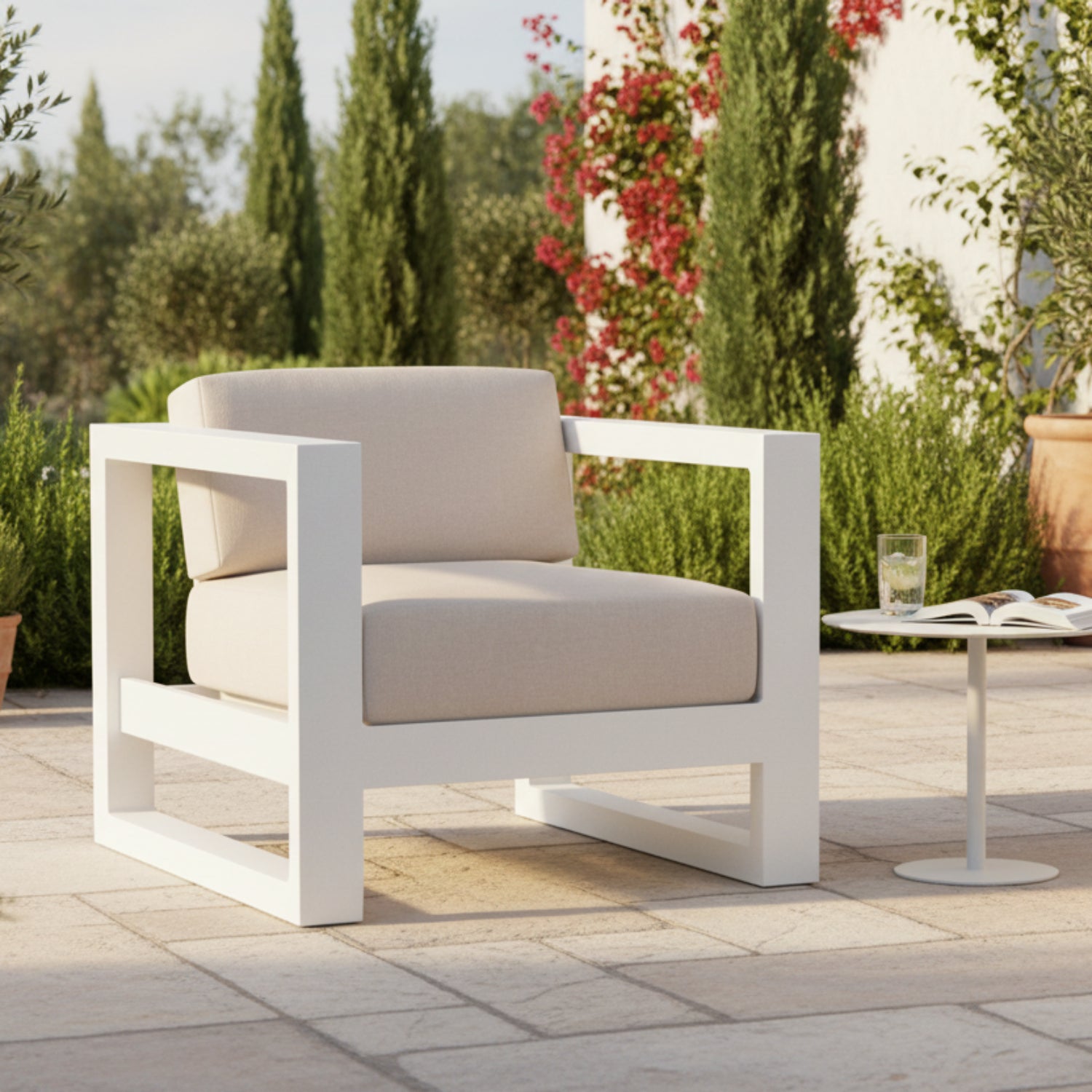 Sunset West Newport Canvas Natural Outdoor Club Chair