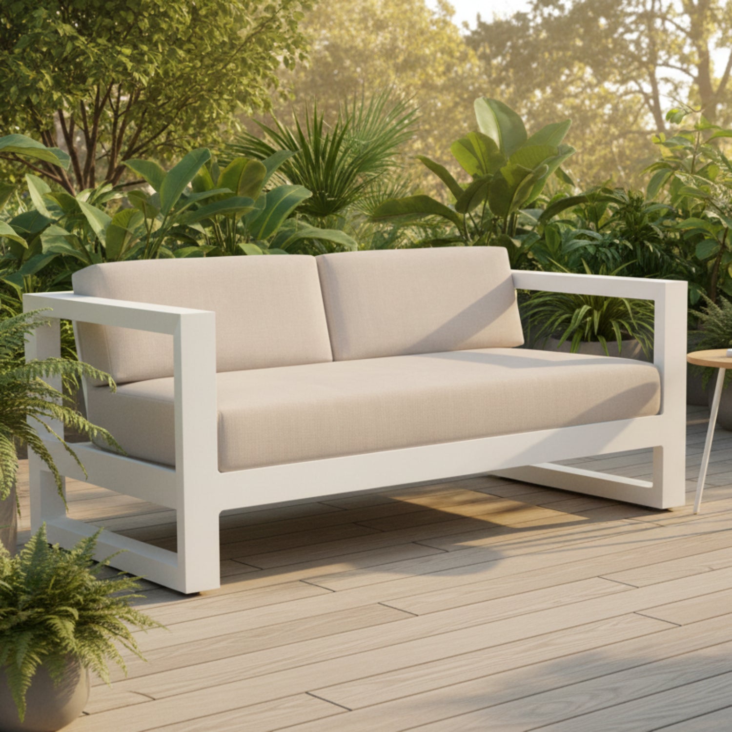 Sunset West Newport Canvas Natural Outdoor Loveseat