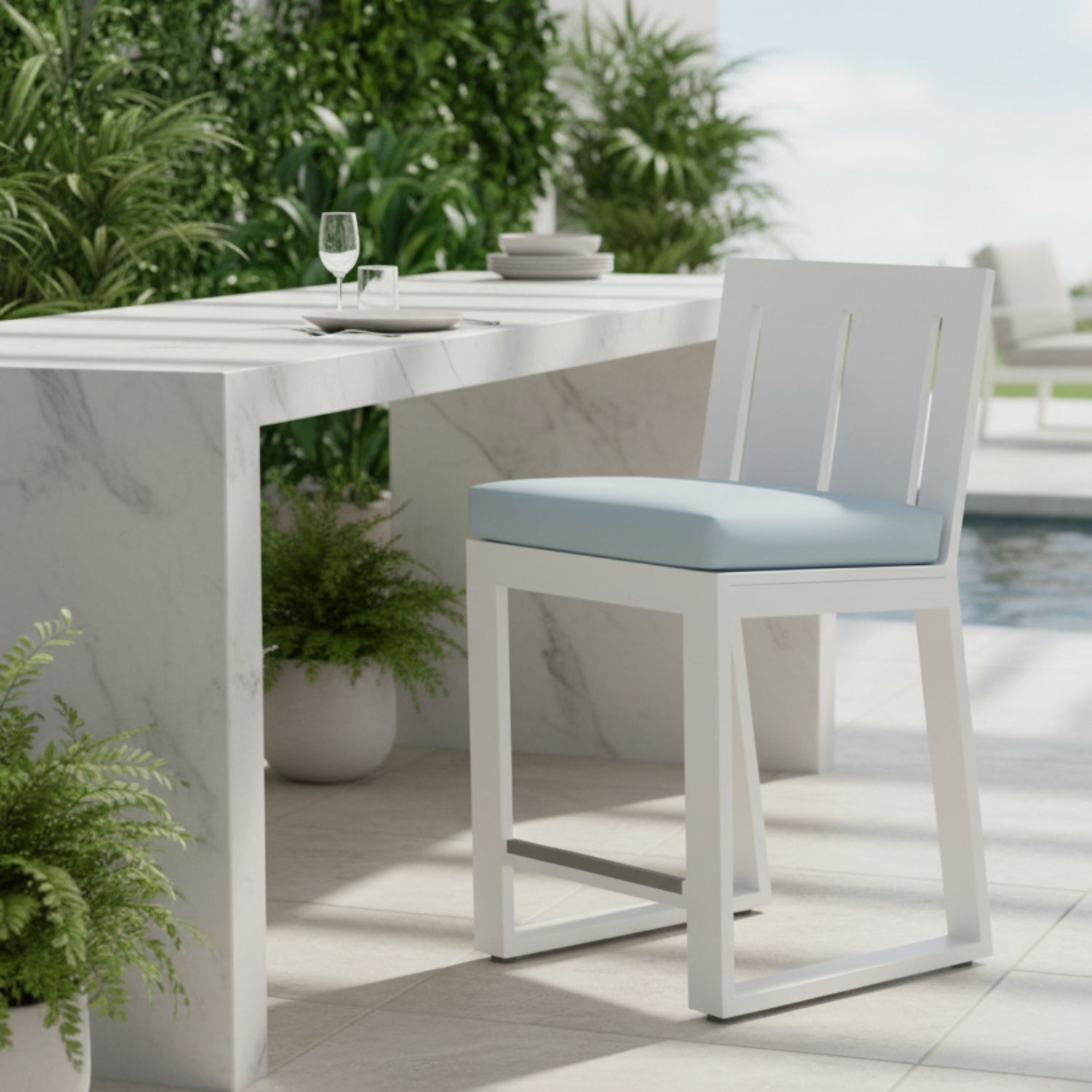 Sunset West Newport Canvas Skyline Outdoor Counter Stool Set of 2