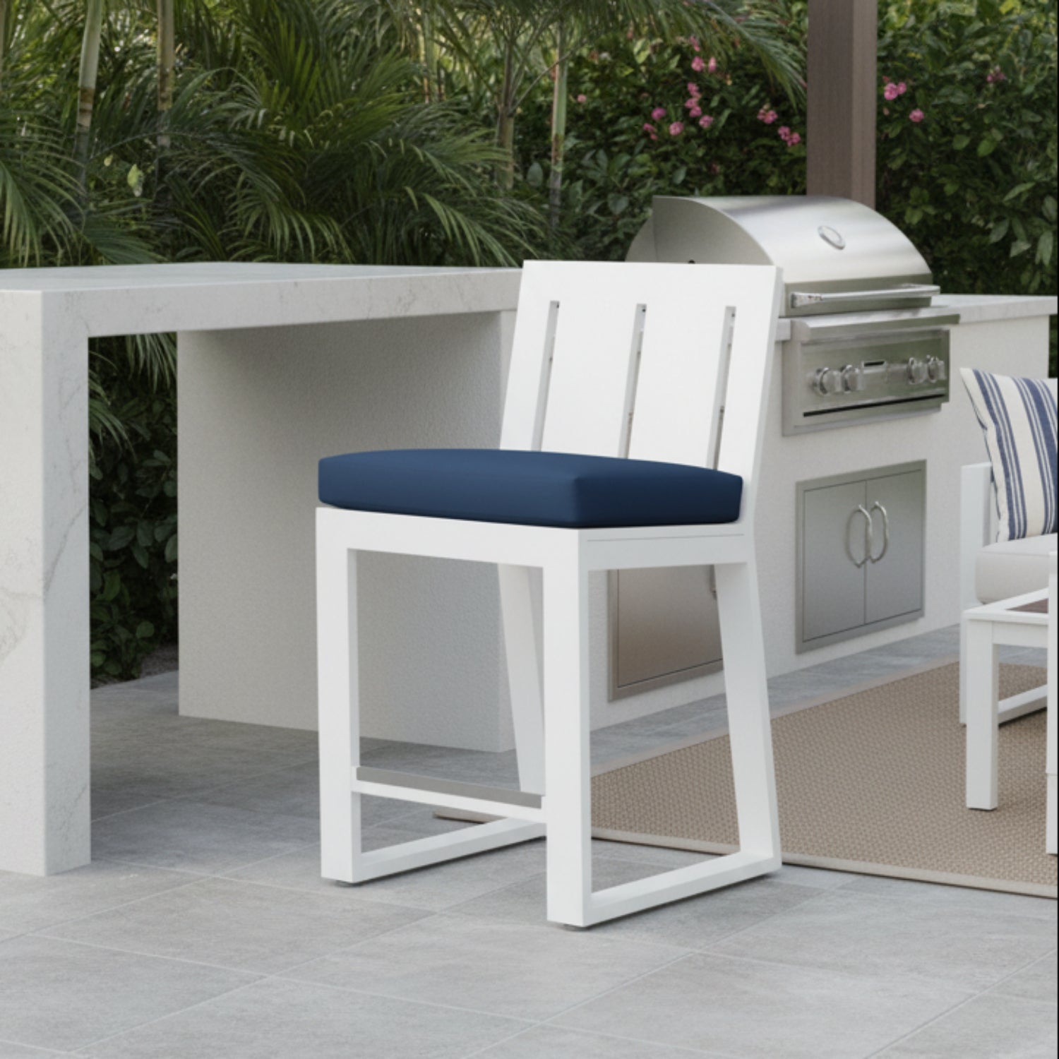 Sunset West Newport Spectrum Indigo Outdoor Counter Stool Set of 2