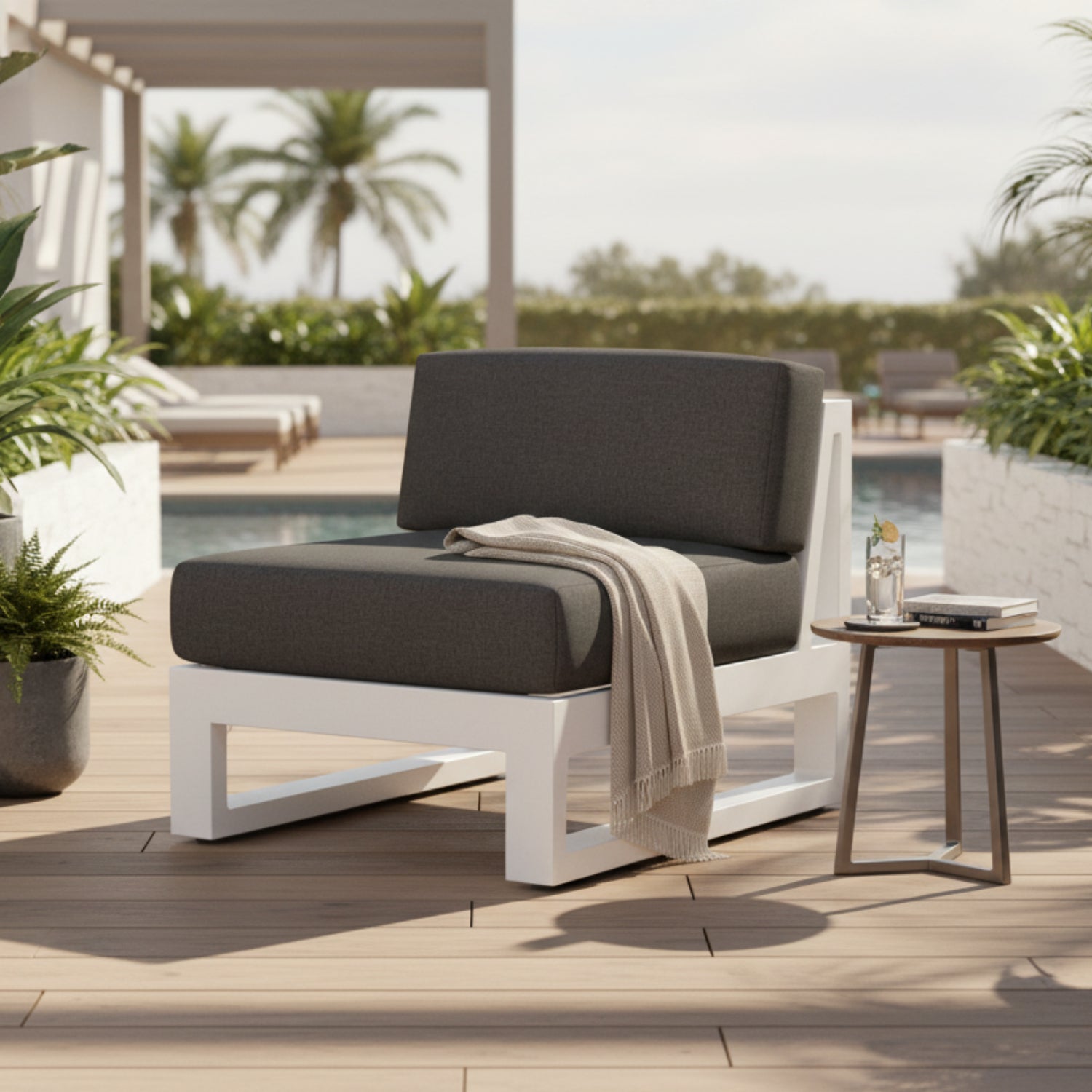 Sunset West Newport Spectrum Carbon Outdoor Armless Club Chair